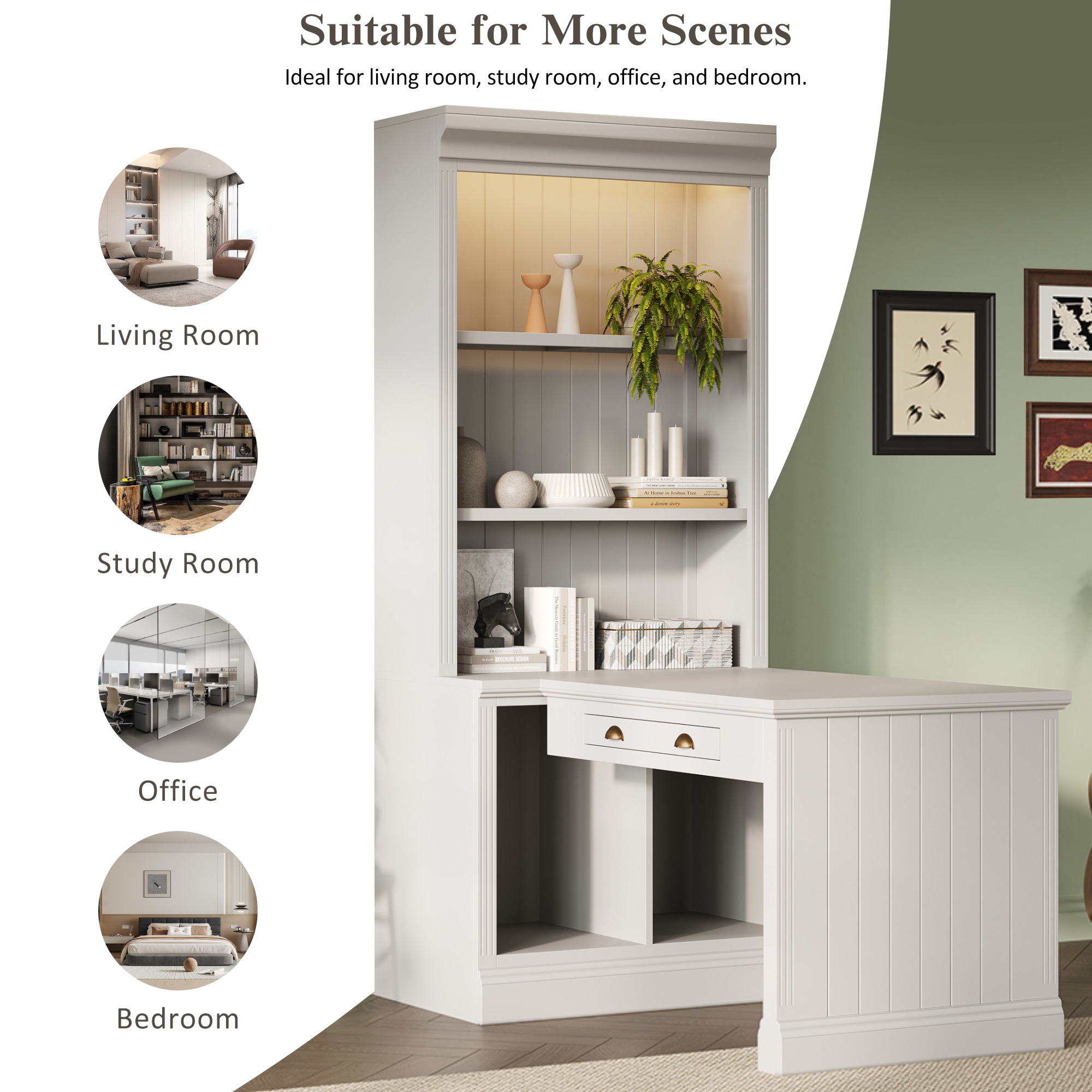 Bookshelf Writing Desk Modern