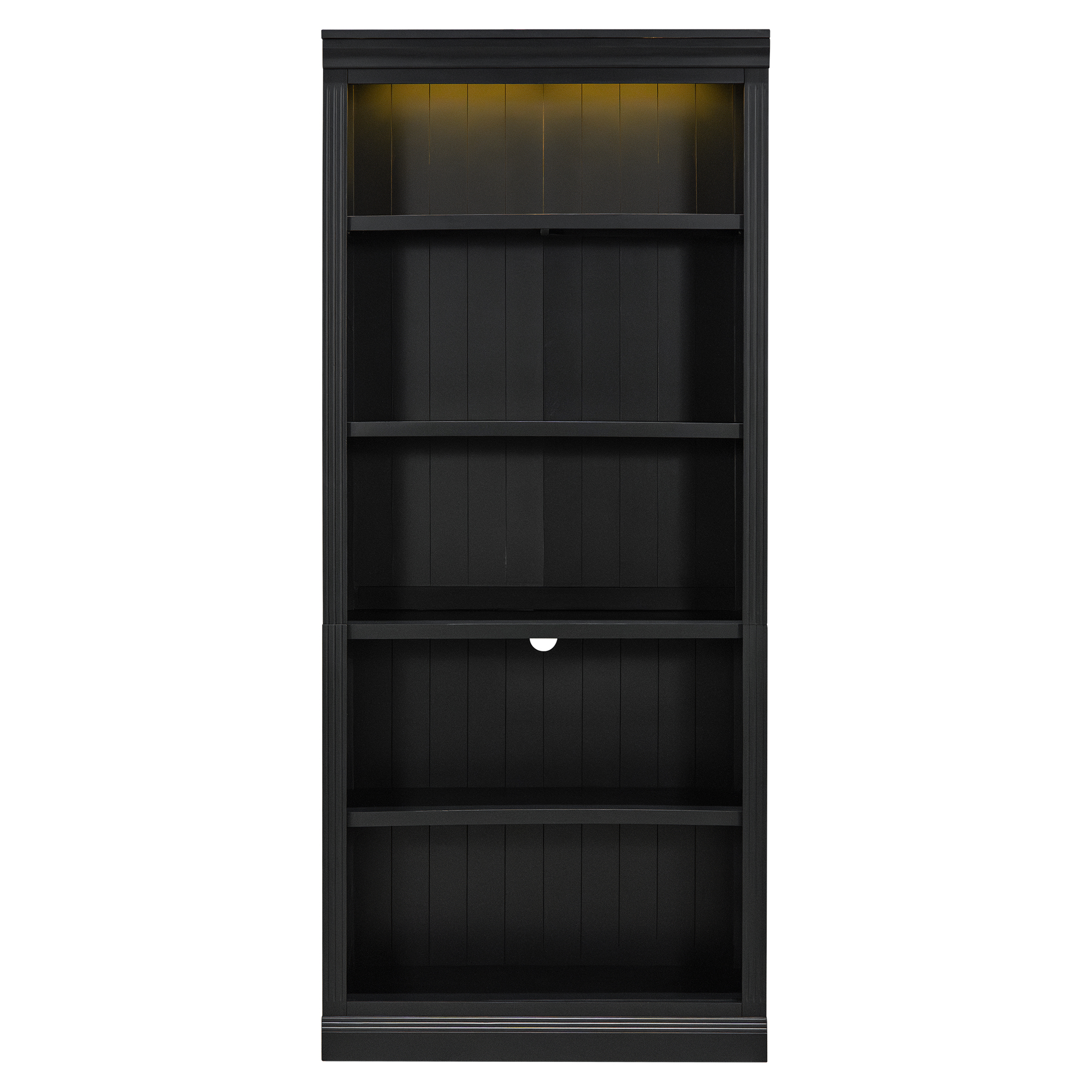 Wood Bookcase with Light Strip, 5-Tier and Adjustable