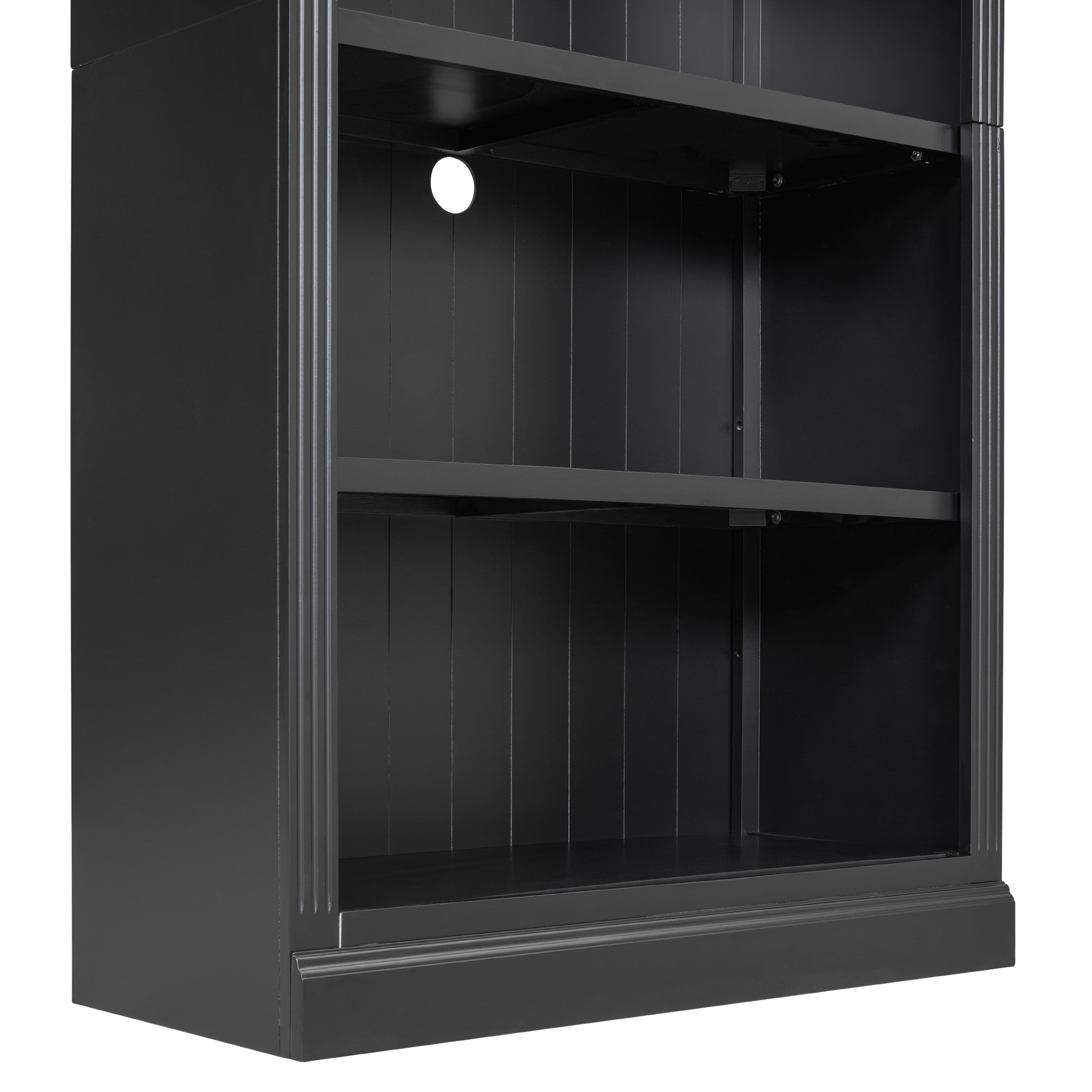 Wood Bookcase with Light Strip, 5-Tier and Adjustable