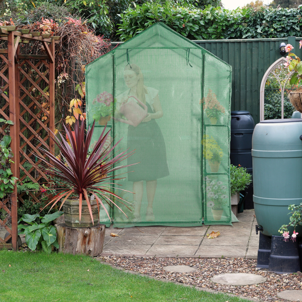 Black Iron Greenhouse with Grid Flower Stand