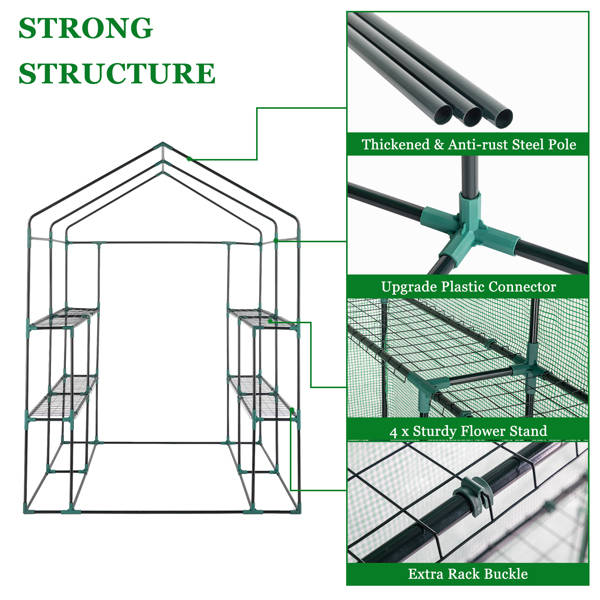 Black Iron Greenhouse with Grid Flower Stand