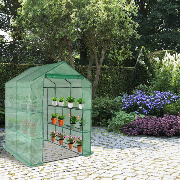 Black Iron Greenhouse with Grid Flower Stand