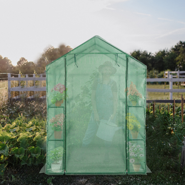 Black Iron Greenhouse with Grid Flower Stand