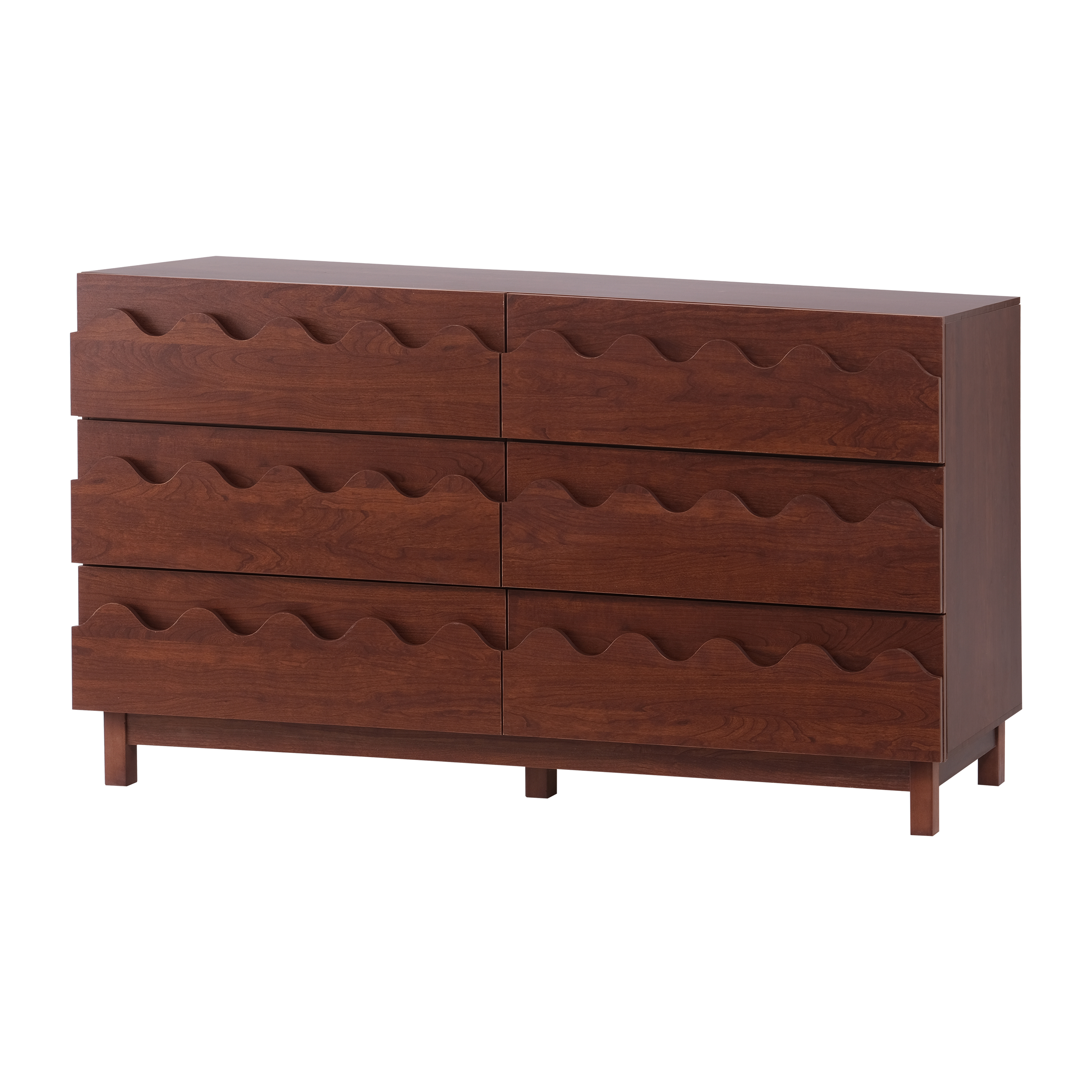 60 Length 6 Drawer Dresser With Wave Front
