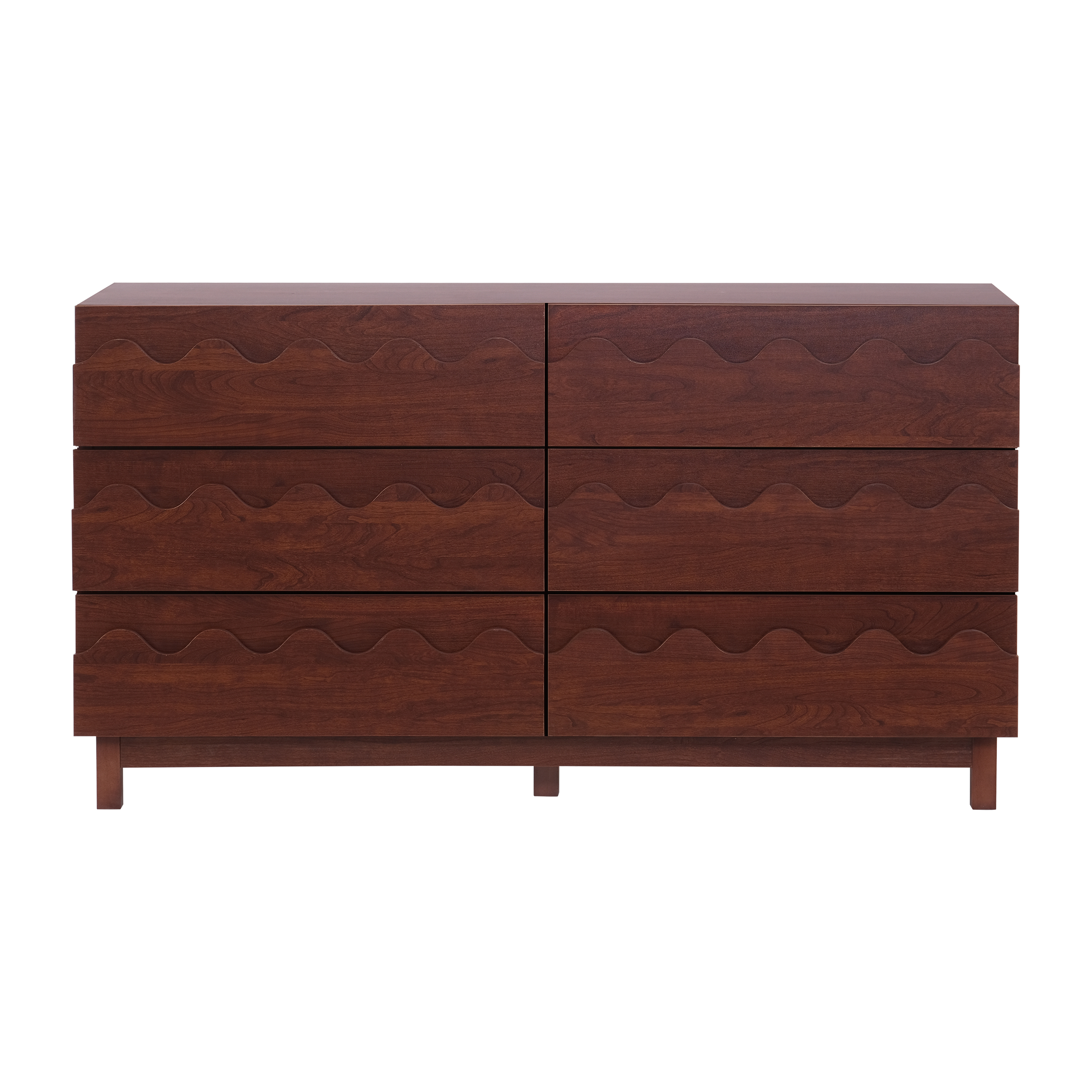 60 Length 6 Drawer Dresser With Wave Front