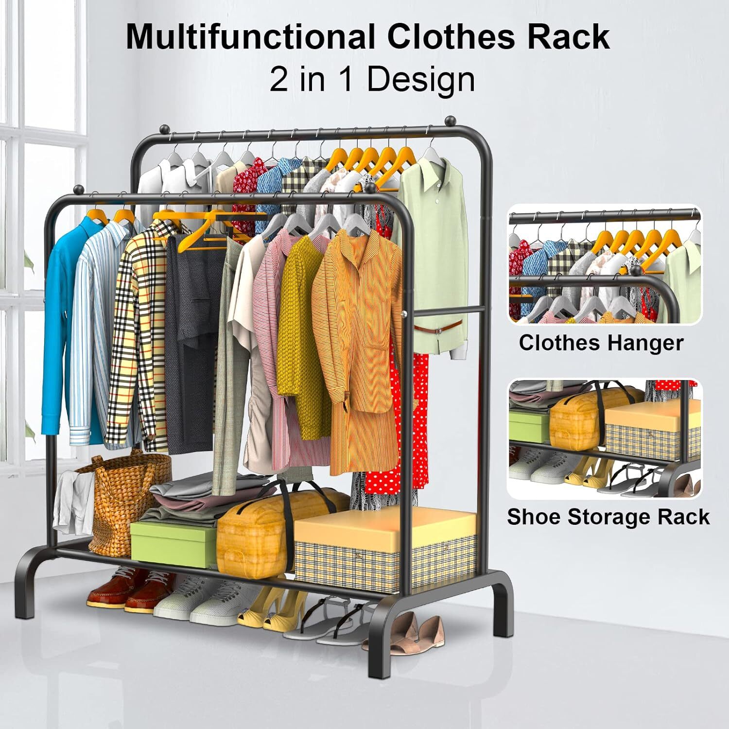 Heavy Duty Double Clothes Rail Hanging Rack