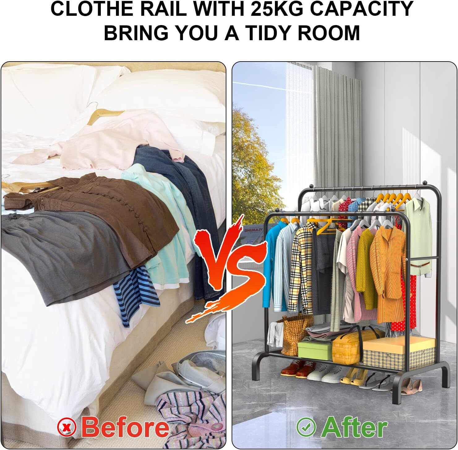 Heavy Duty Double Clothes Rail Hanging Rack
