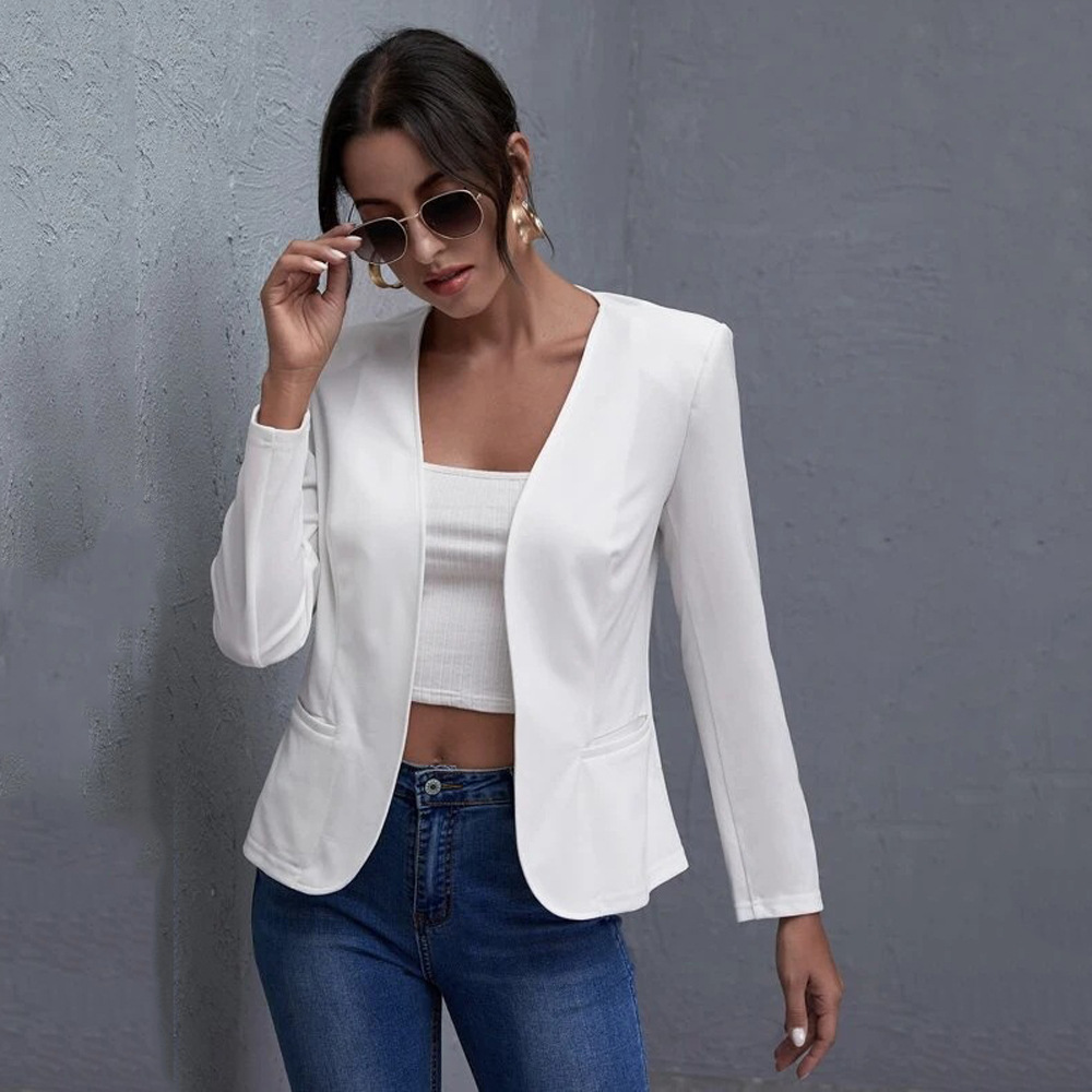 Womens Jacket Casual Short Solid-color