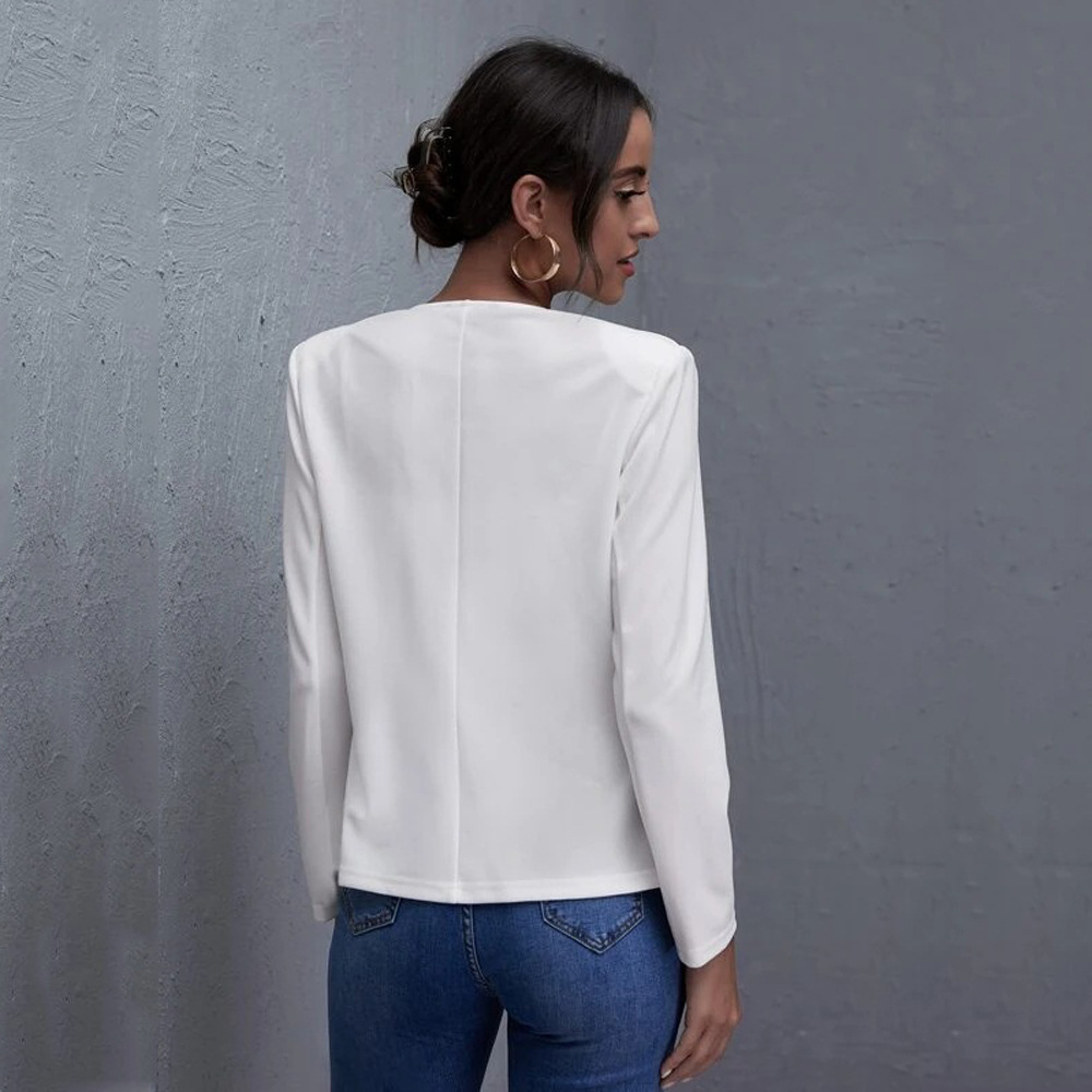 Womens Jacket Casual Short Solid-color
