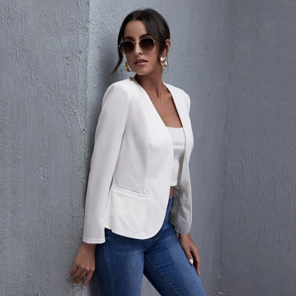 Womens Jacket Casual Short Solid-color
