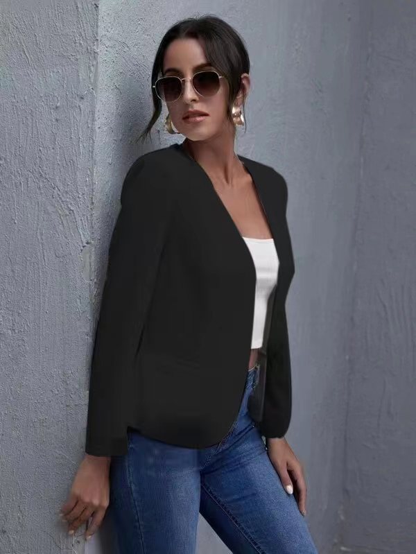 Womens Jacket Casual Short Solid-color
