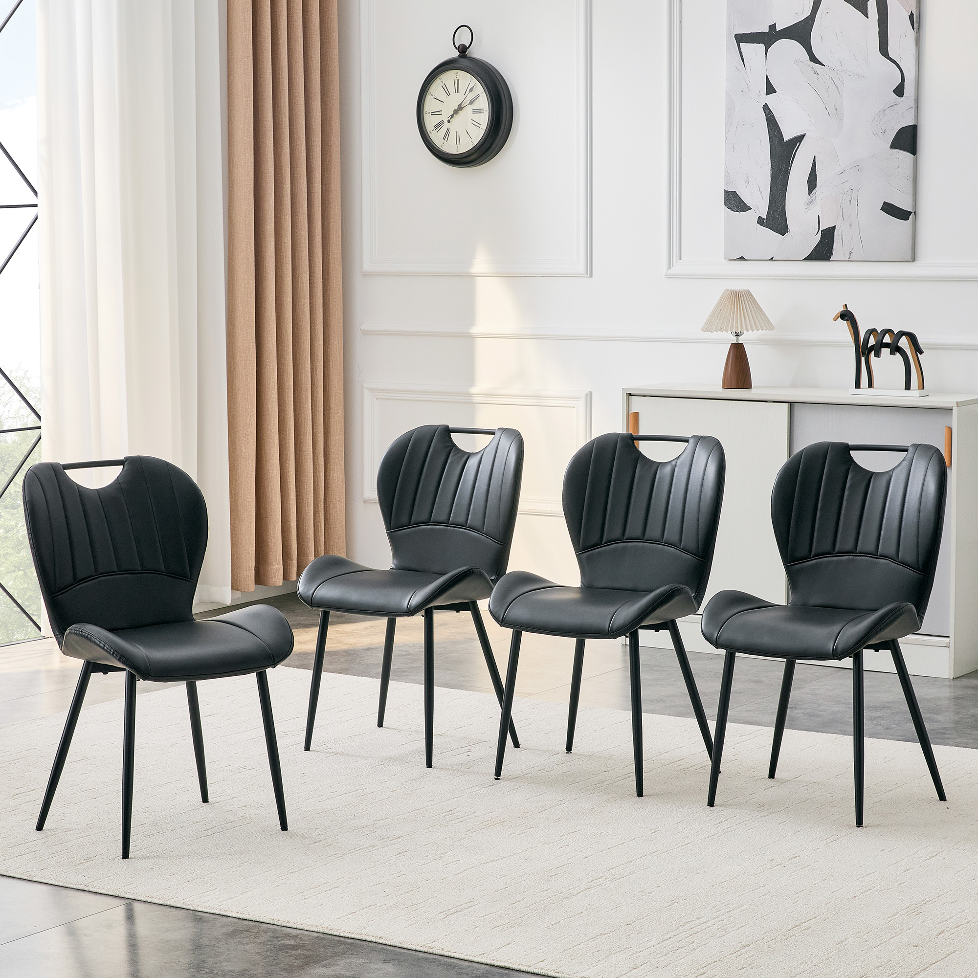 Dining Chairs Black PU