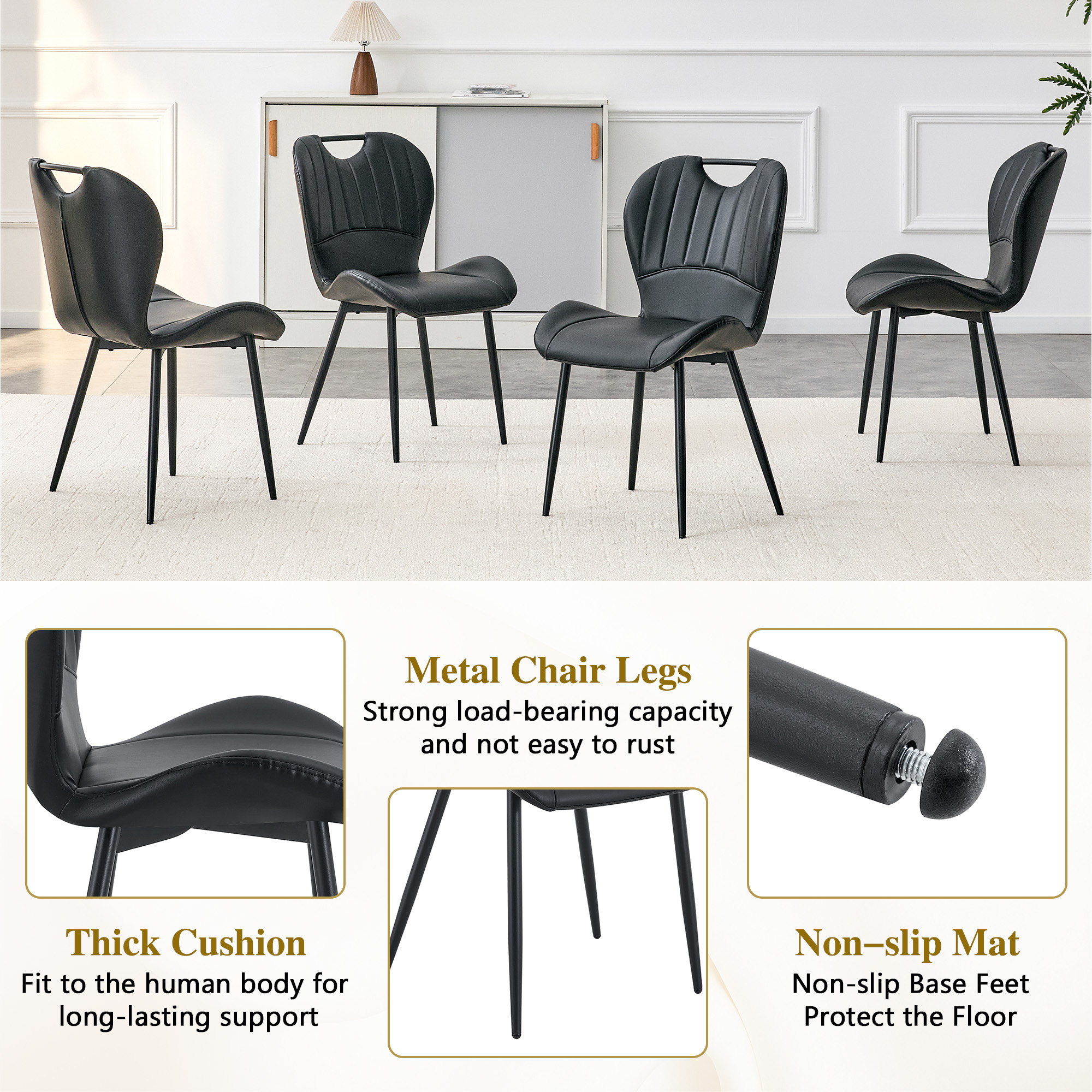 Dining Chairs Black PU