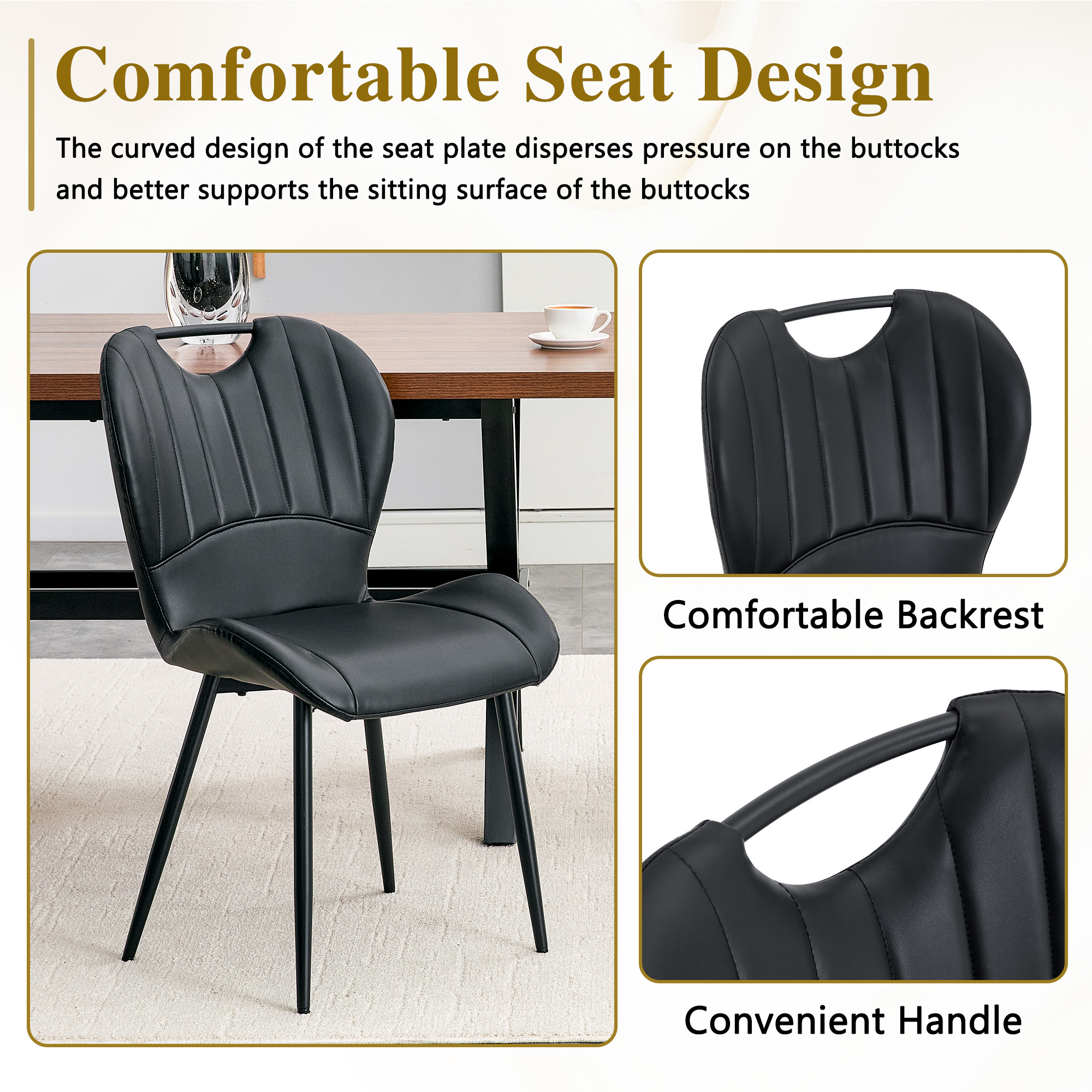 Dining Chairs Black PU
