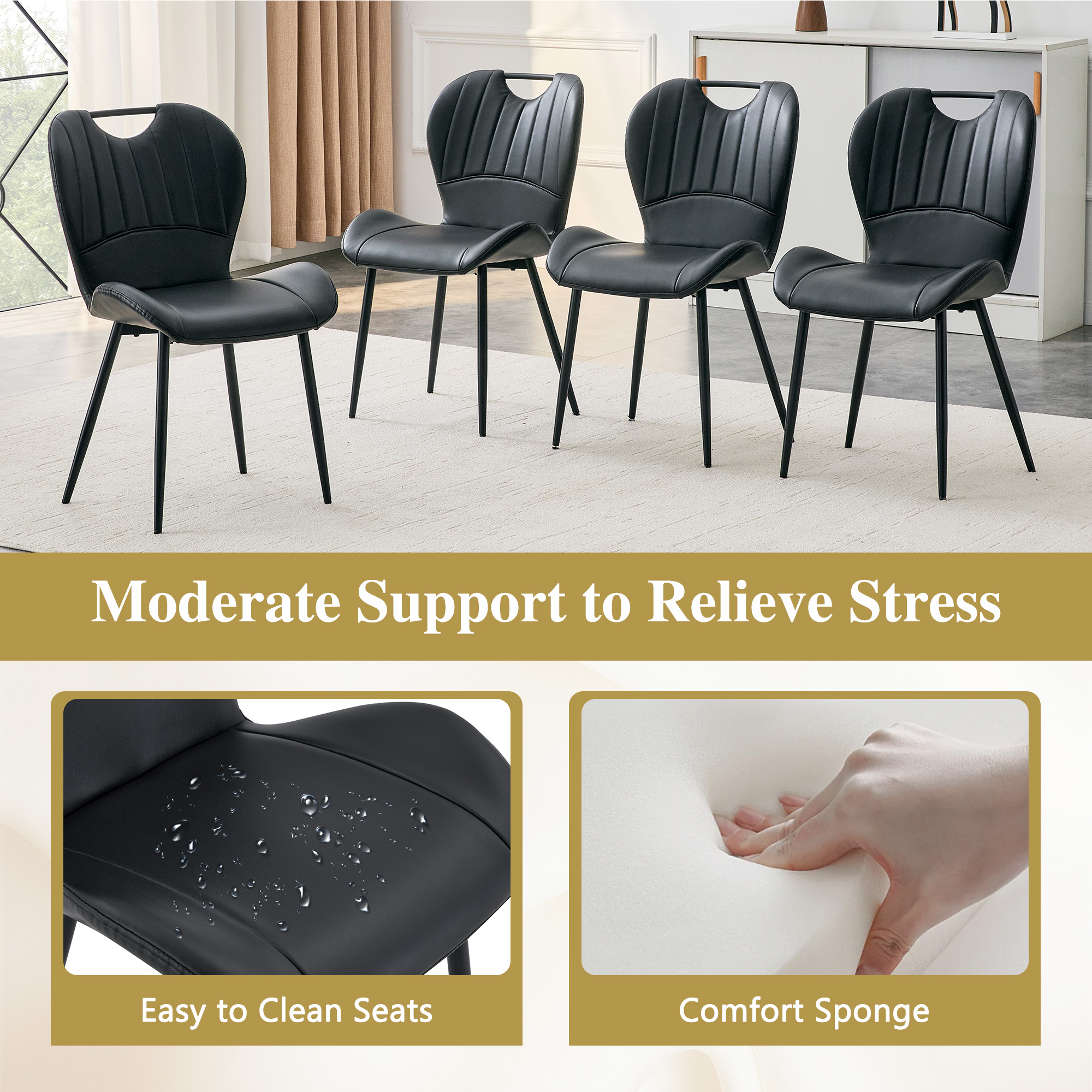 Dining Chairs Black PU