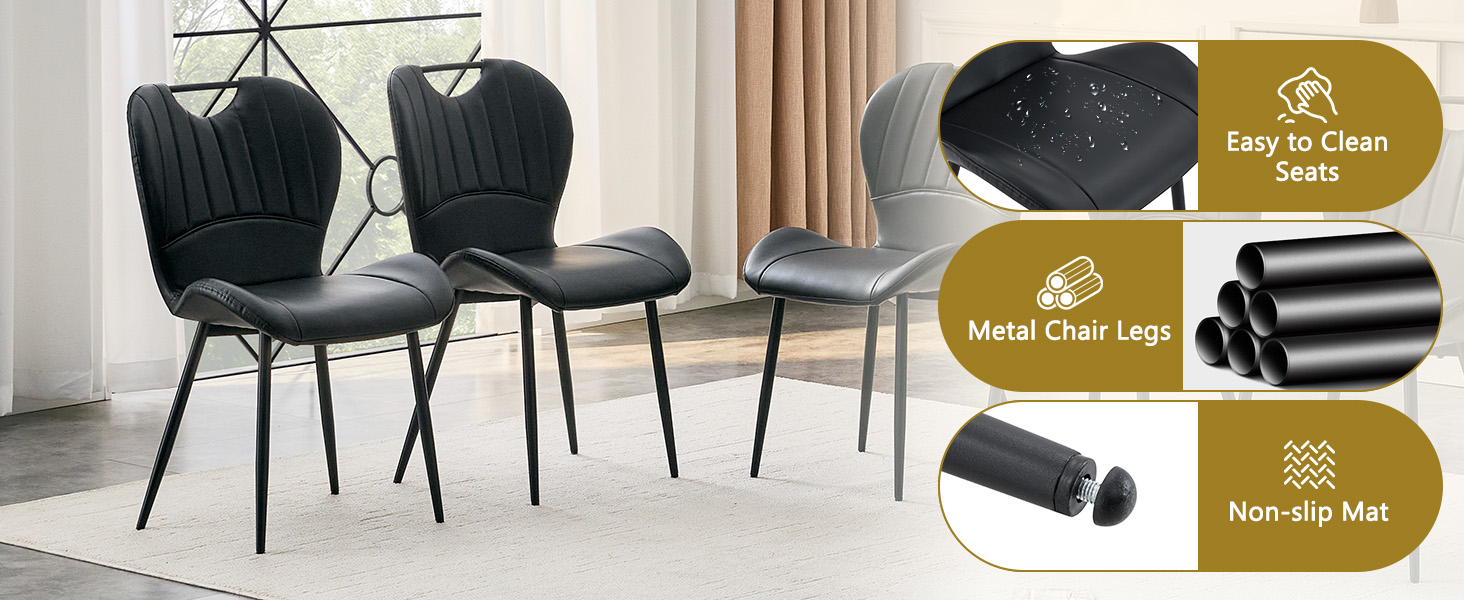 Dining Chairs Black PU