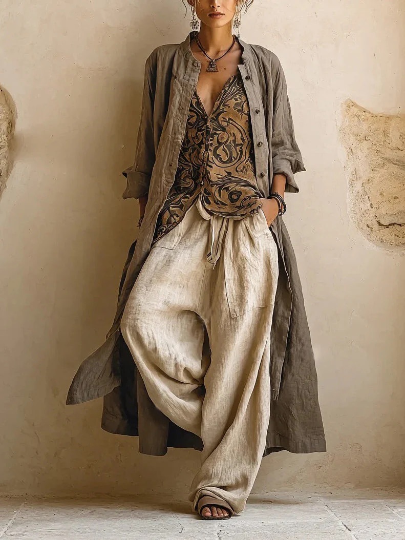 Womens 3-Piece Set Printed Shirt