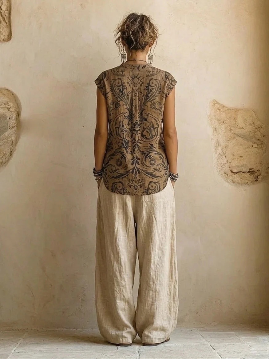 Womens 3-Piece Set Printed Shirt