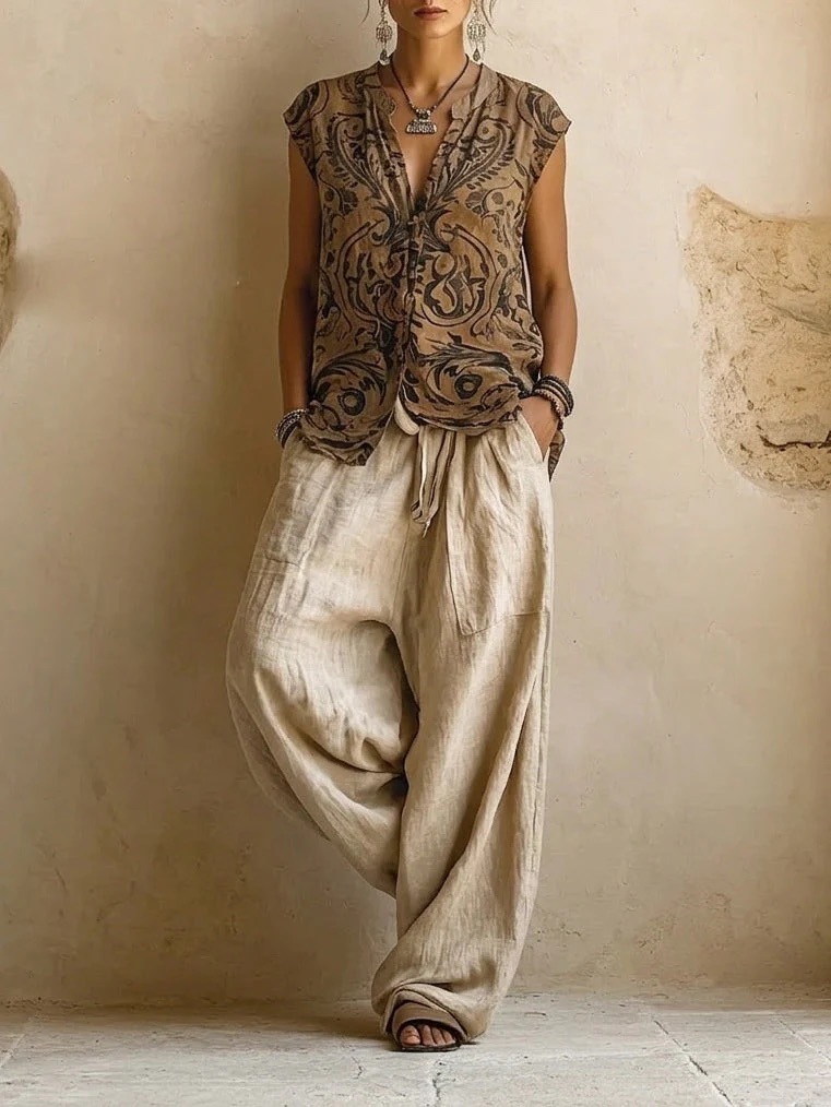 Womens 3-Piece Set Printed Shirt
