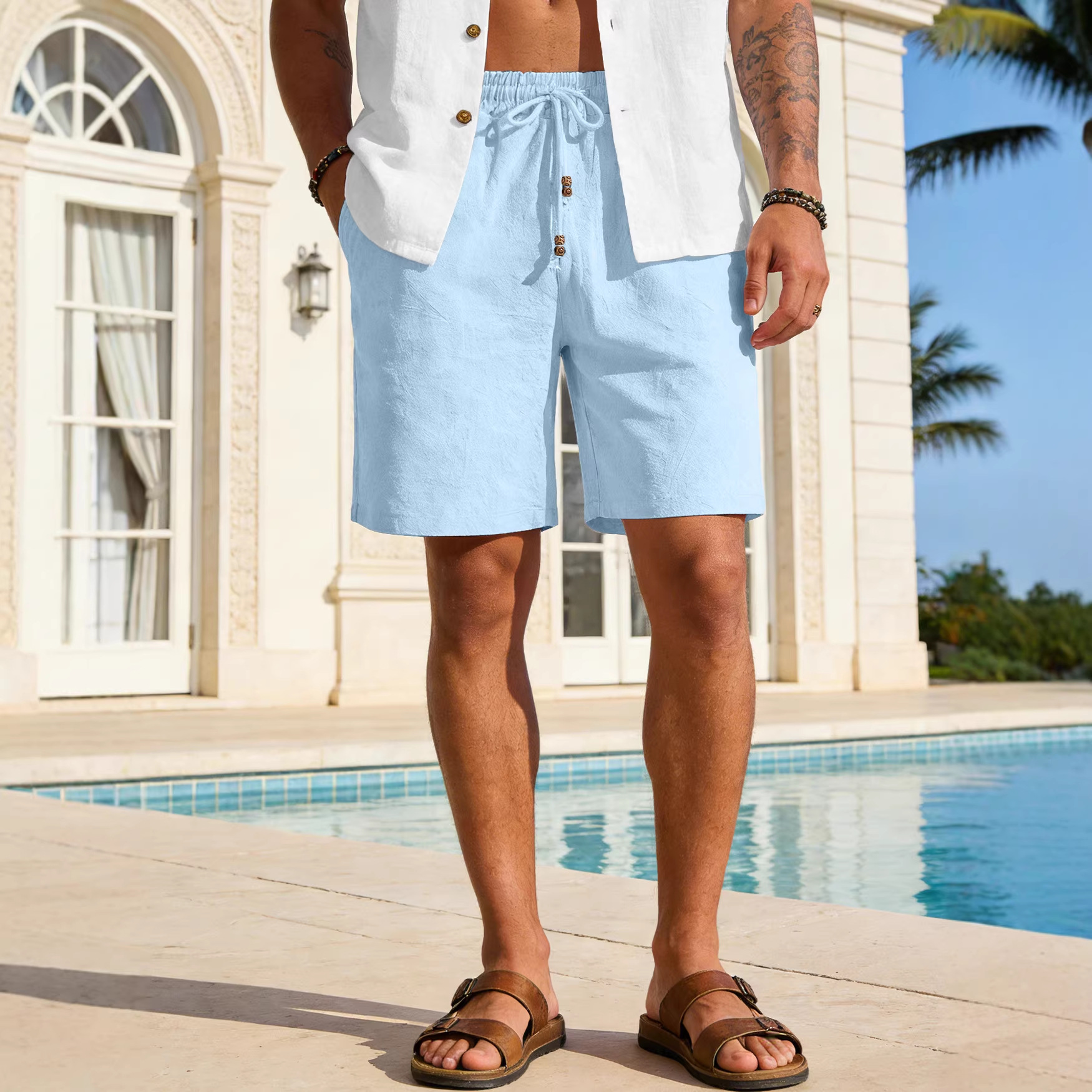 Mens Cotton-Linen Shorts
