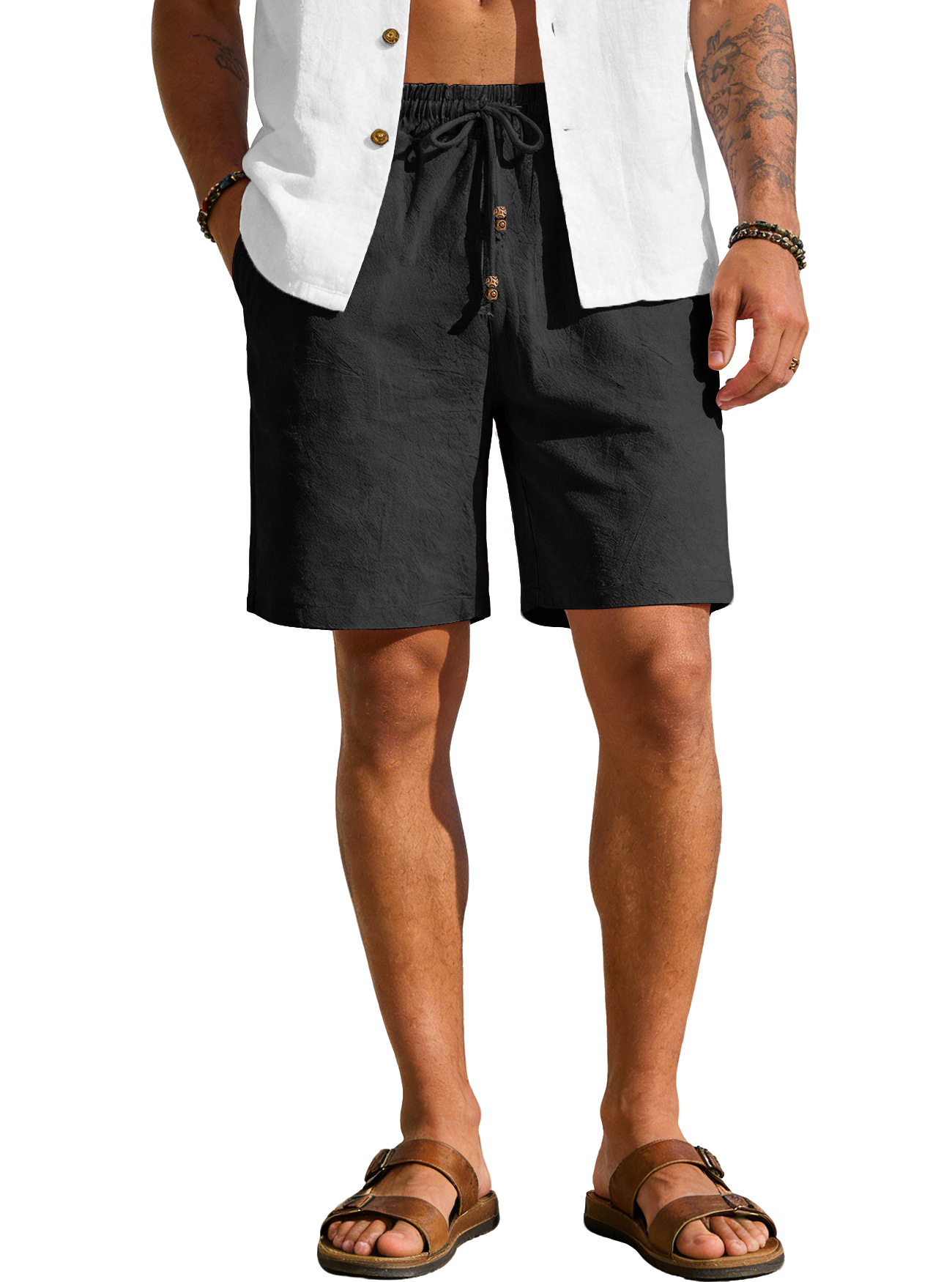 Mens Cotton-Linen Shorts