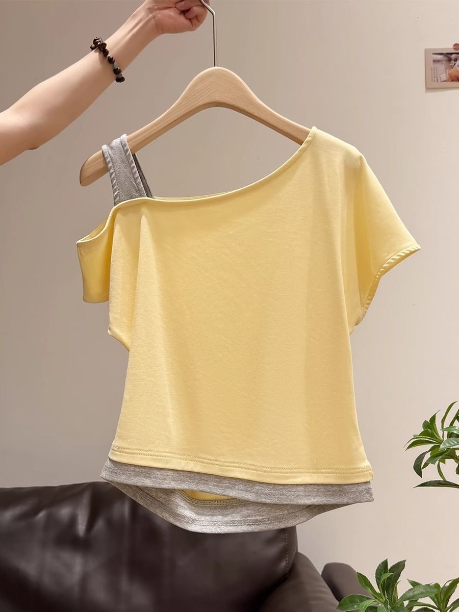 Womens Asymmetrical Neck T-Shirt