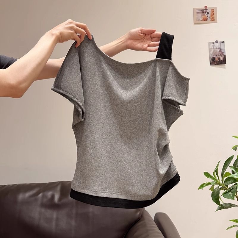 Womens Asymmetrical Neck T-Shirt