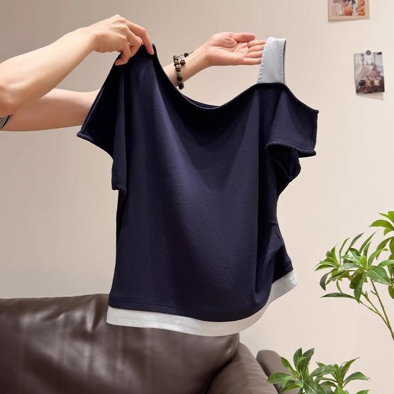 Womens Asymmetrical Neck T-Shirt