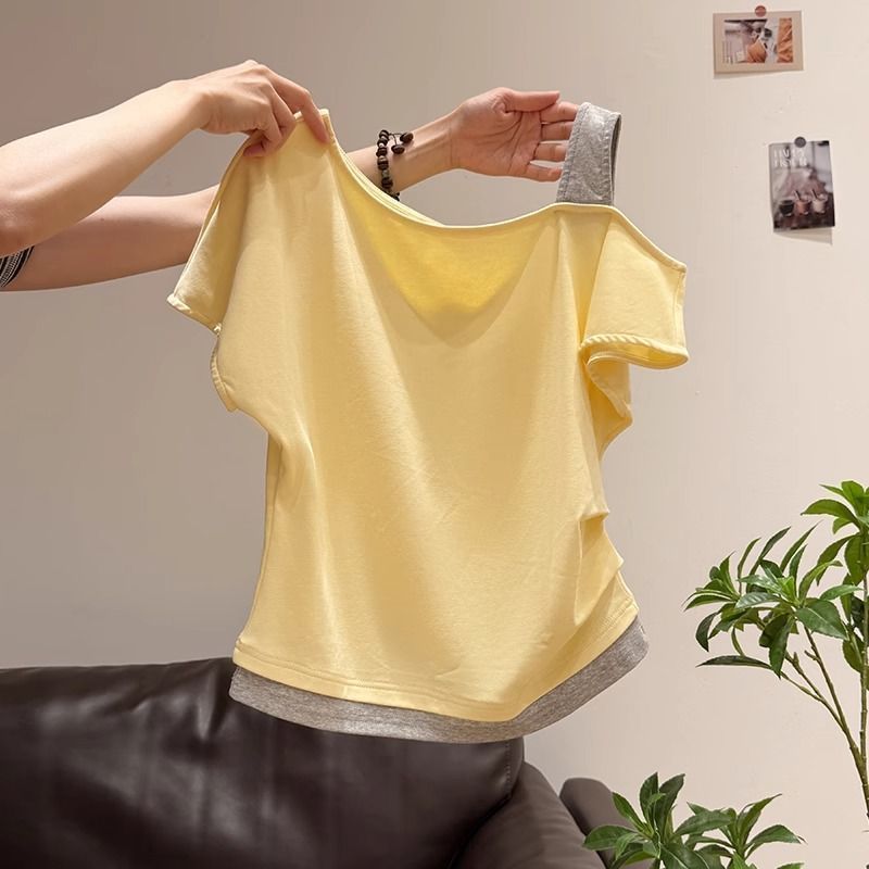 Womens Asymmetrical Neck T-Shirt