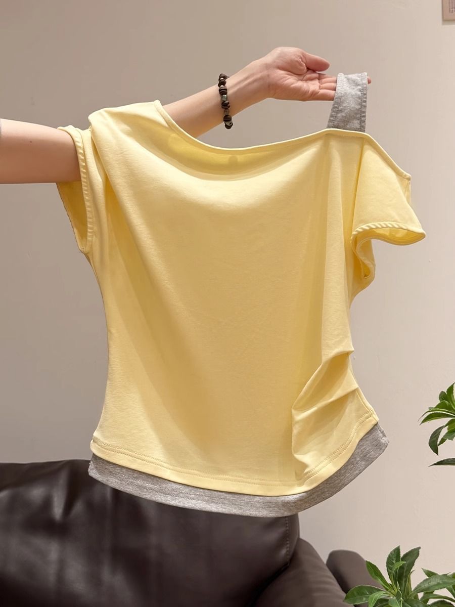 Womens Asymmetrical Neck T-Shirt