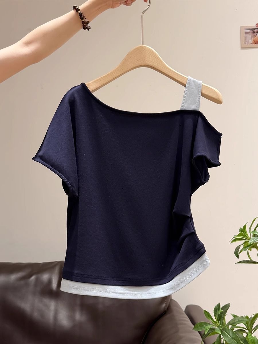 Womens Asymmetrical Neck T-Shirt