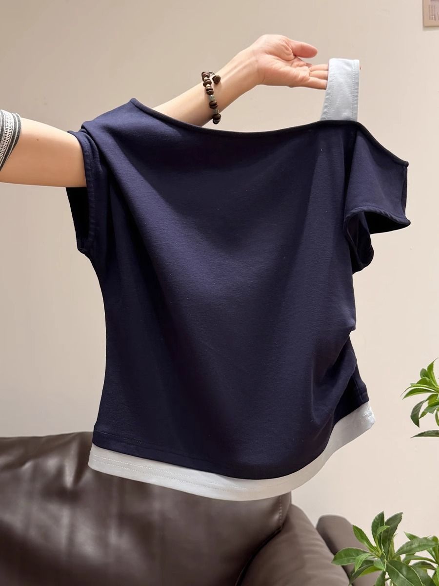 Womens Asymmetrical Neck T-Shirt
