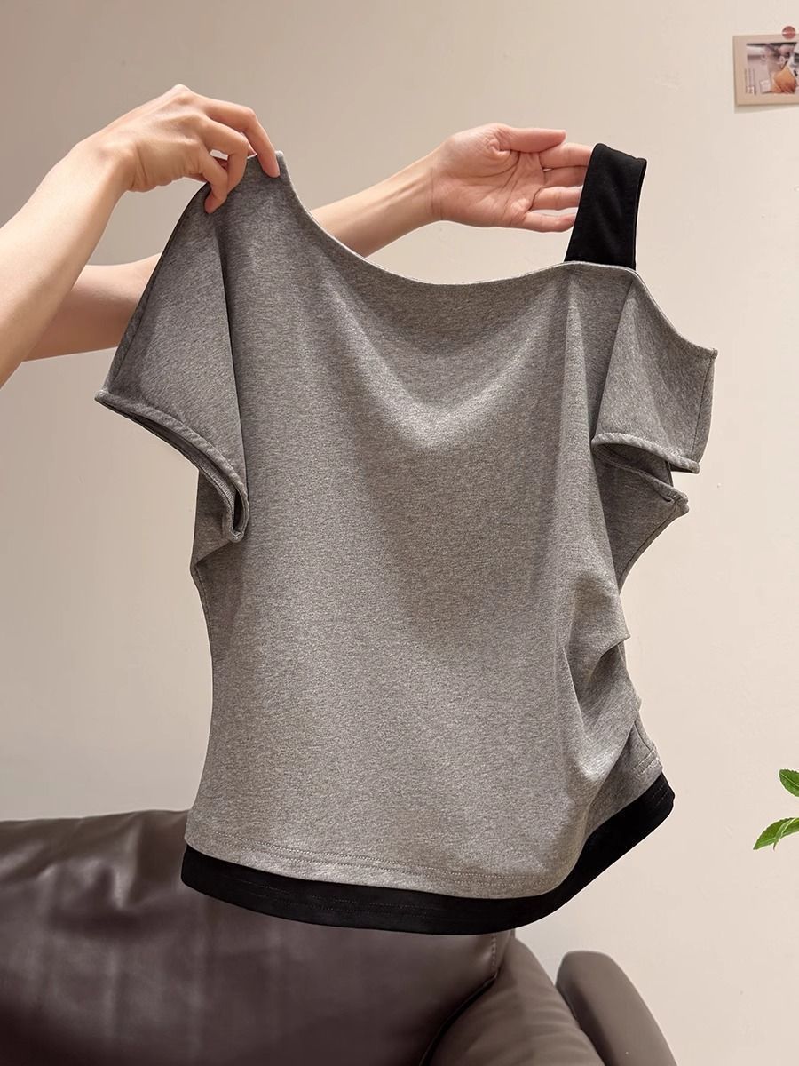 Womens Asymmetrical Neck T-Shirt