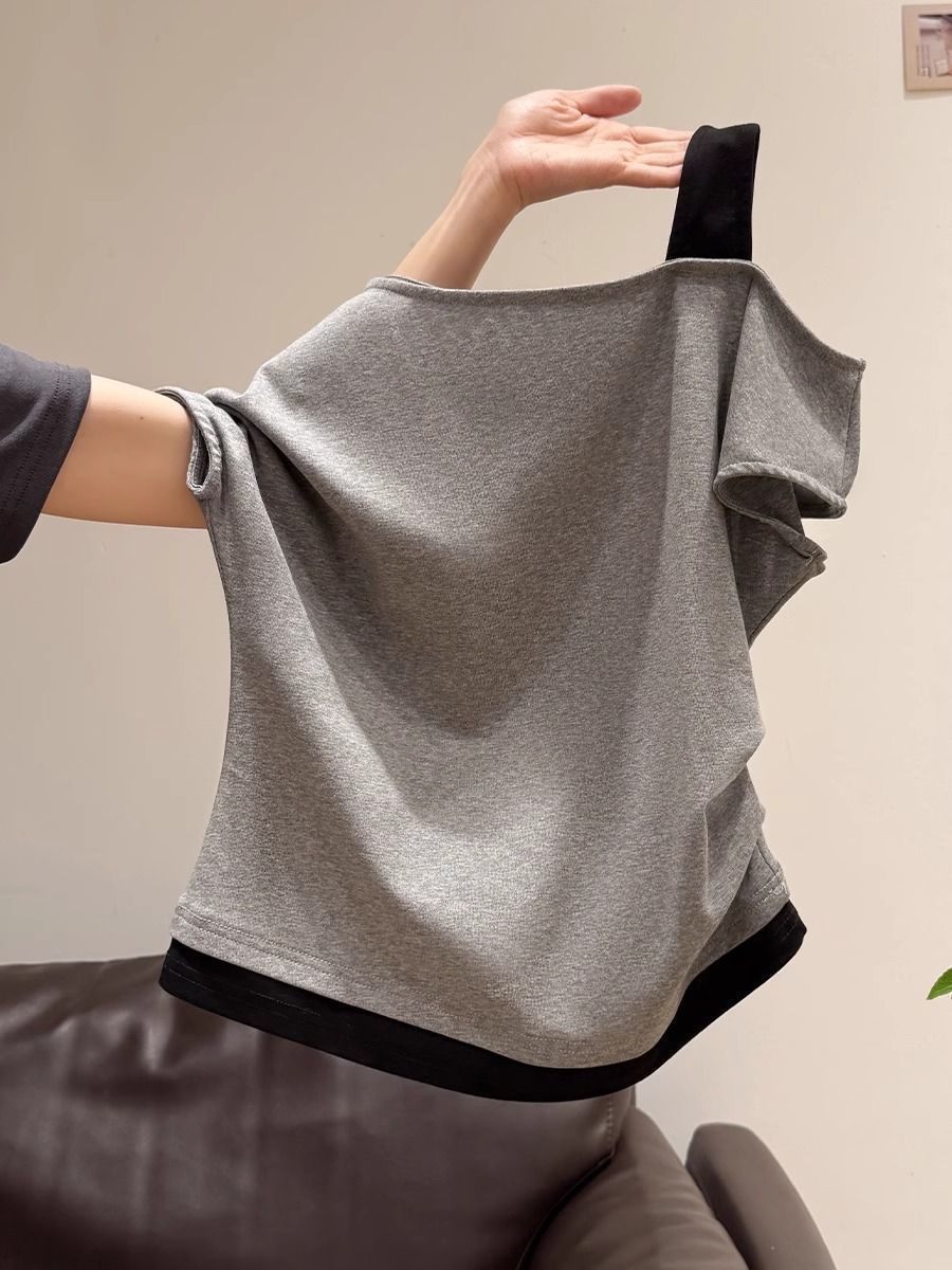 Womens Asymmetrical Neck T-Shirt