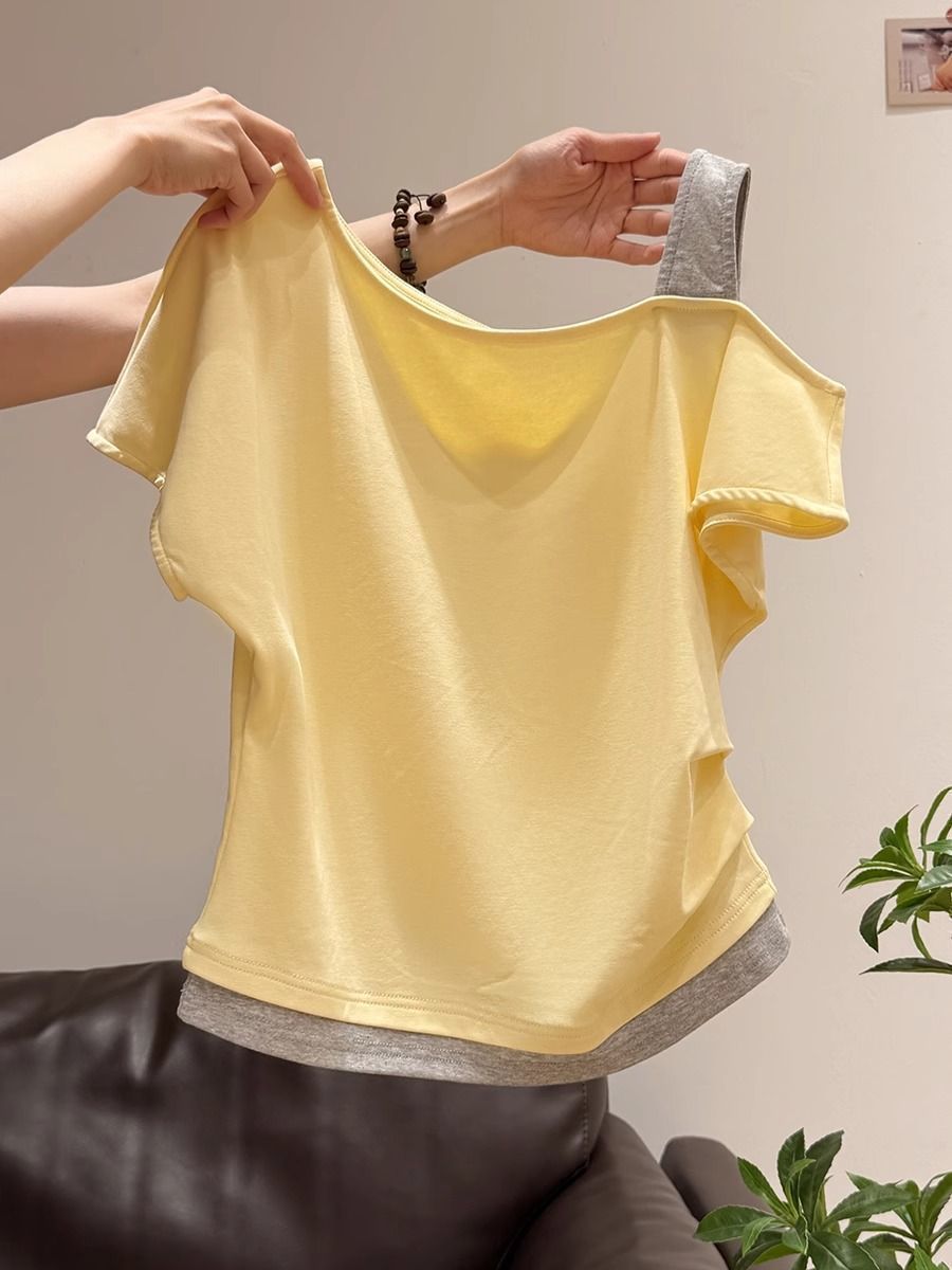 Womens Asymmetrical Neck T-Shirt