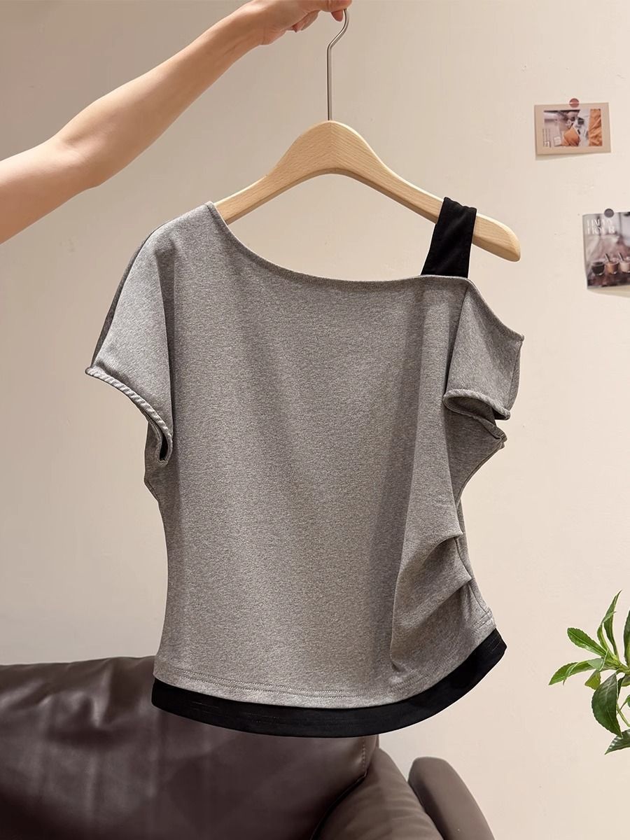 Womens Asymmetrical Neck T-Shirt