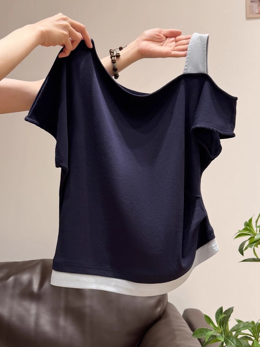 Womens Asymmetrical Neck T-Shirt