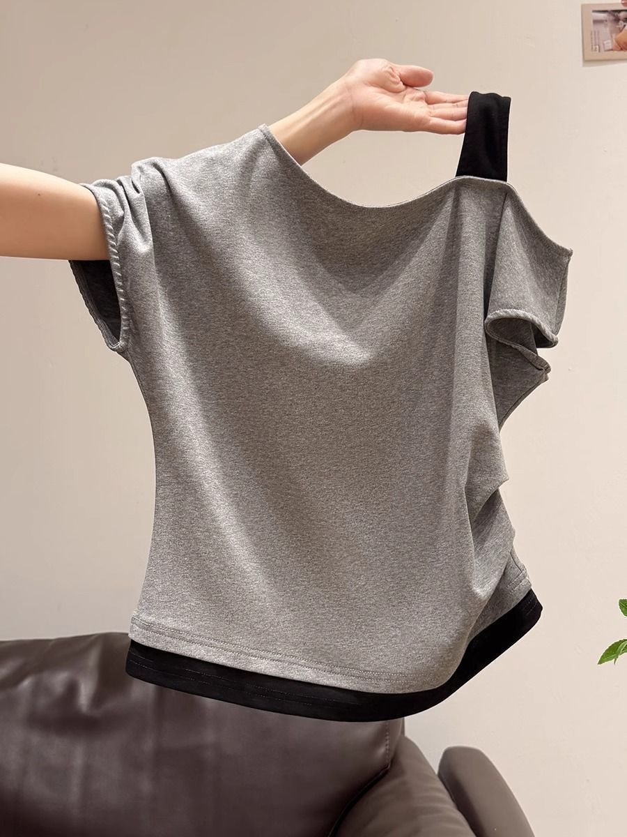 Womens Asymmetrical Neck T-Shirt