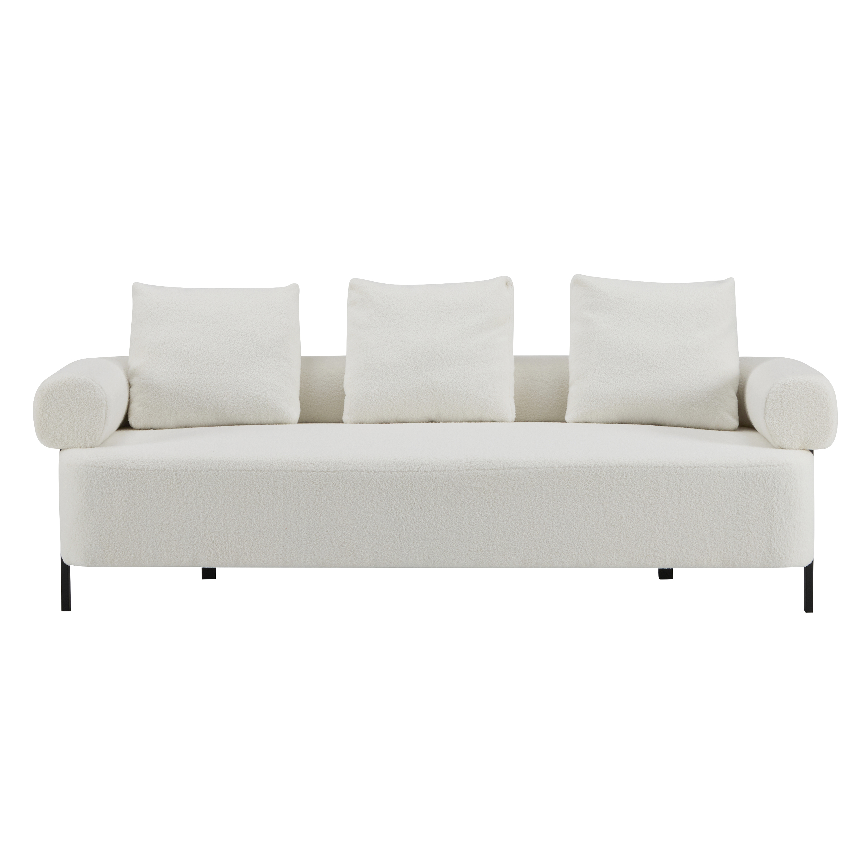 Sofa 3-Seater Beige Upholstered