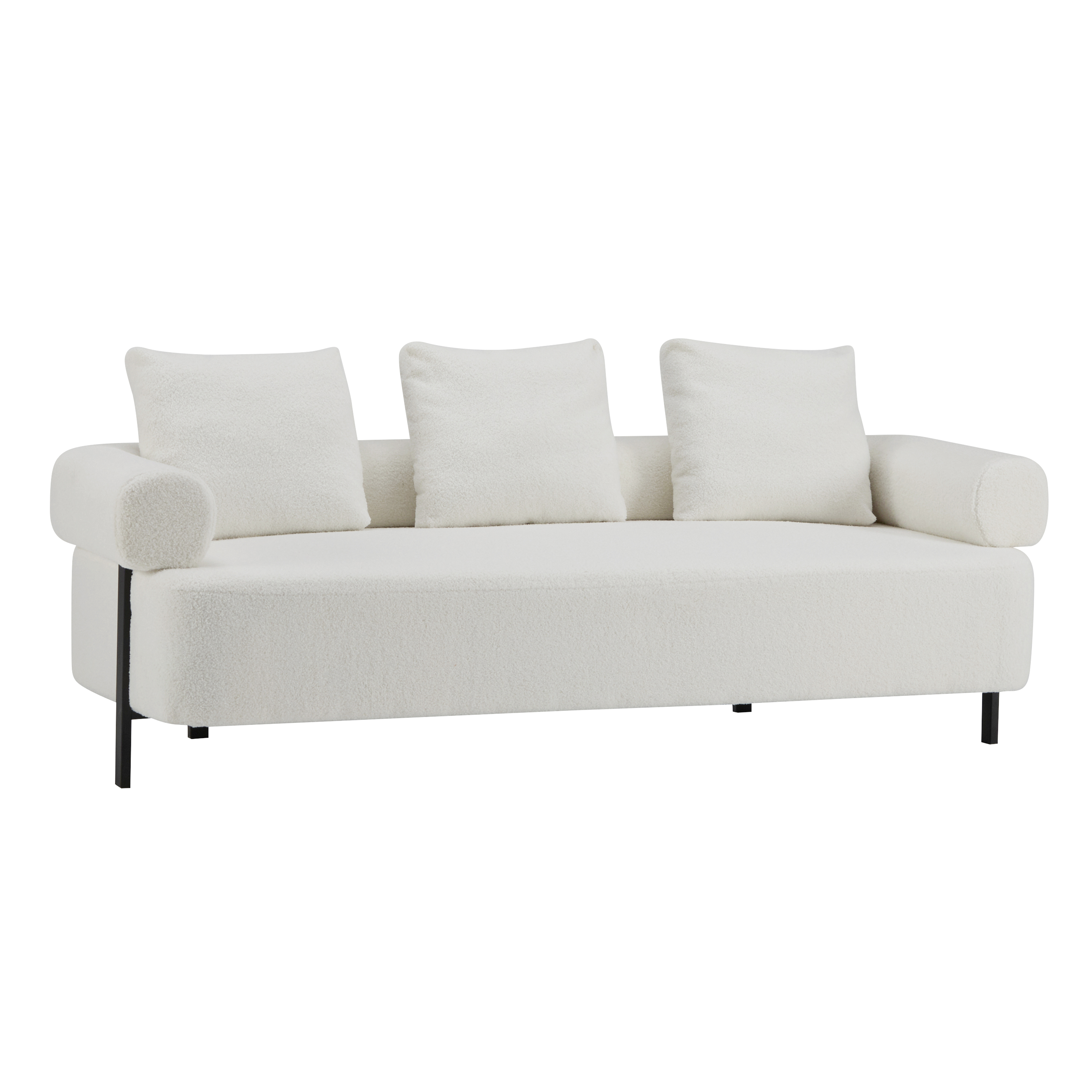 Sofa 3-Seater Beige Upholstered