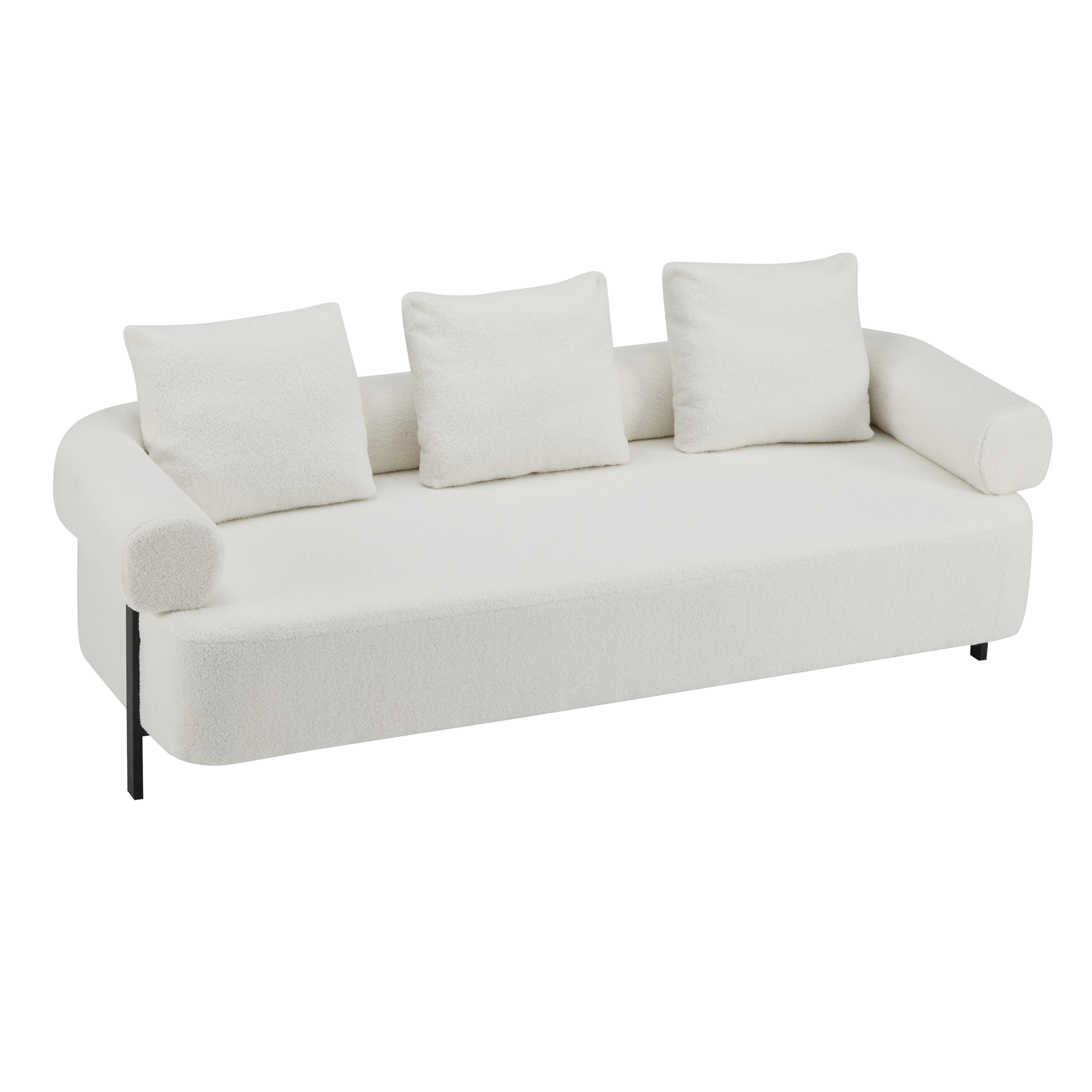Sofa 3-Seater Beige Upholstered