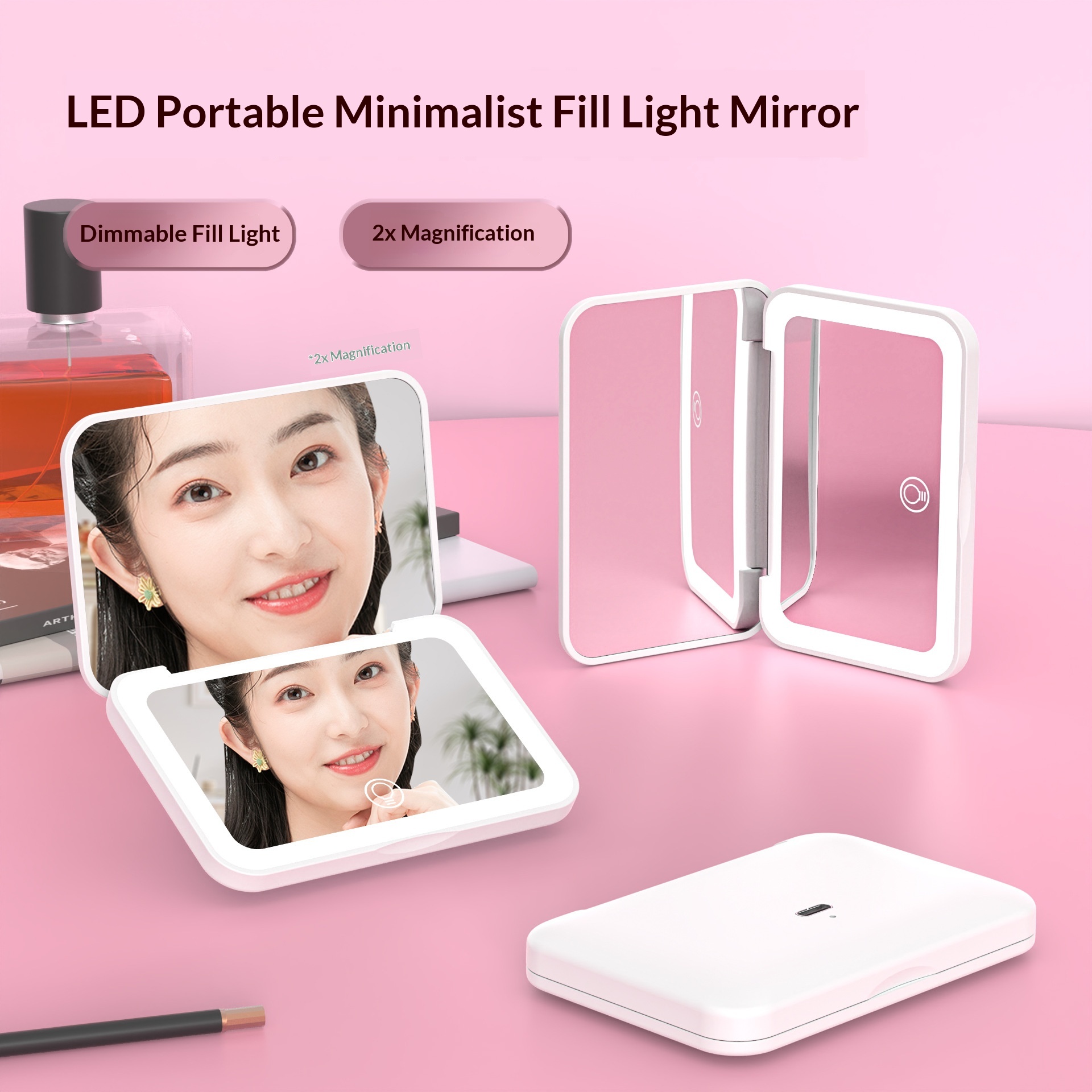 LED Makeup Mirror Rechargeable Portable