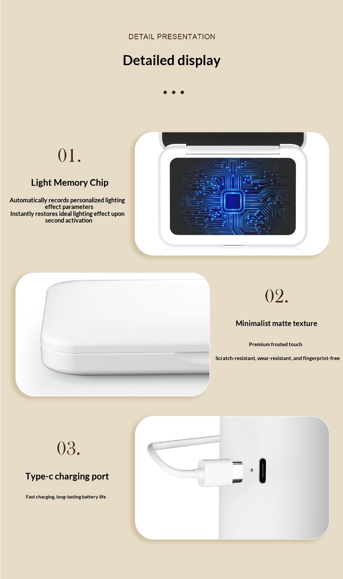 LED Makeup Mirror Rechargeable Portable