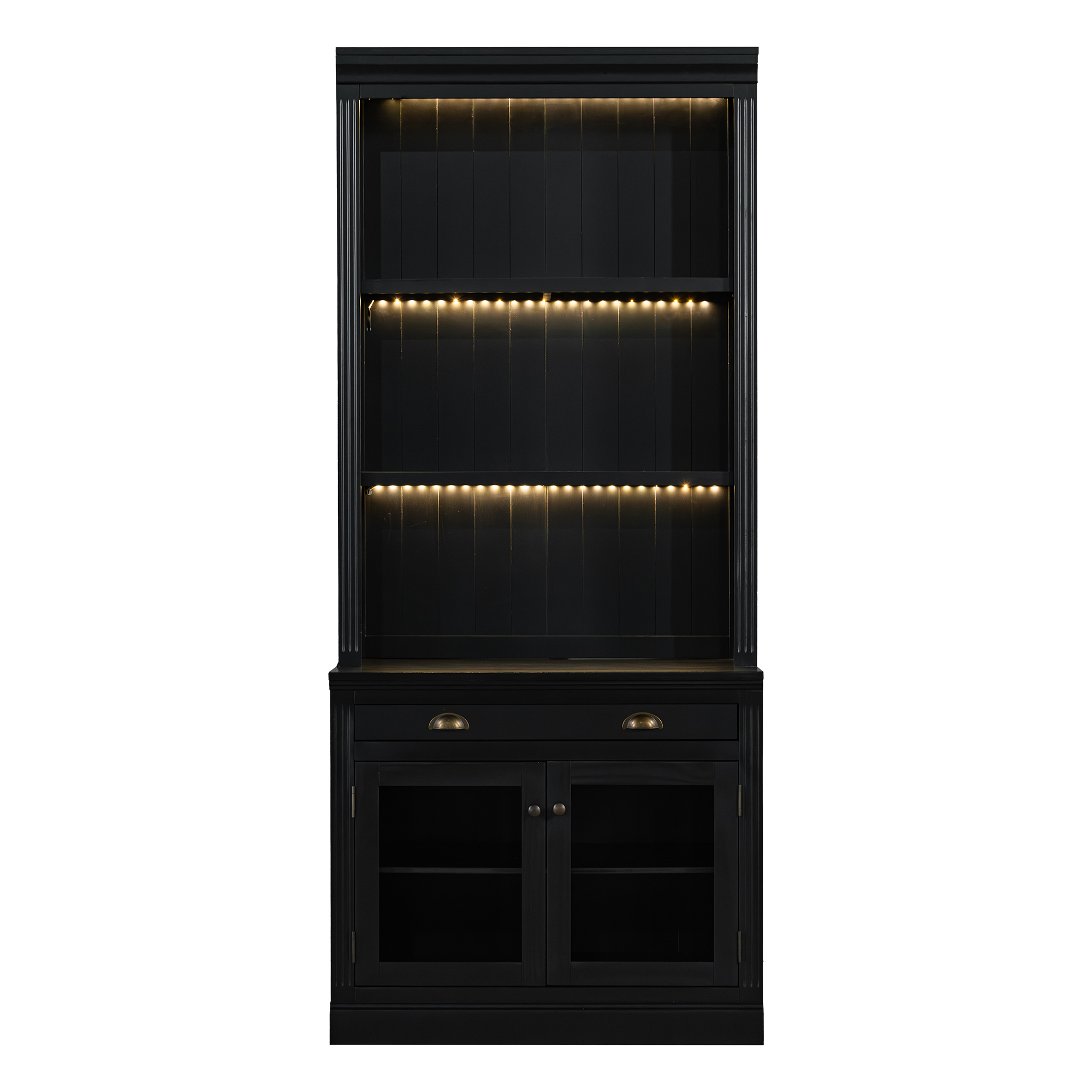 83.4 Tall Bookshelf With LED Lighting And Glass