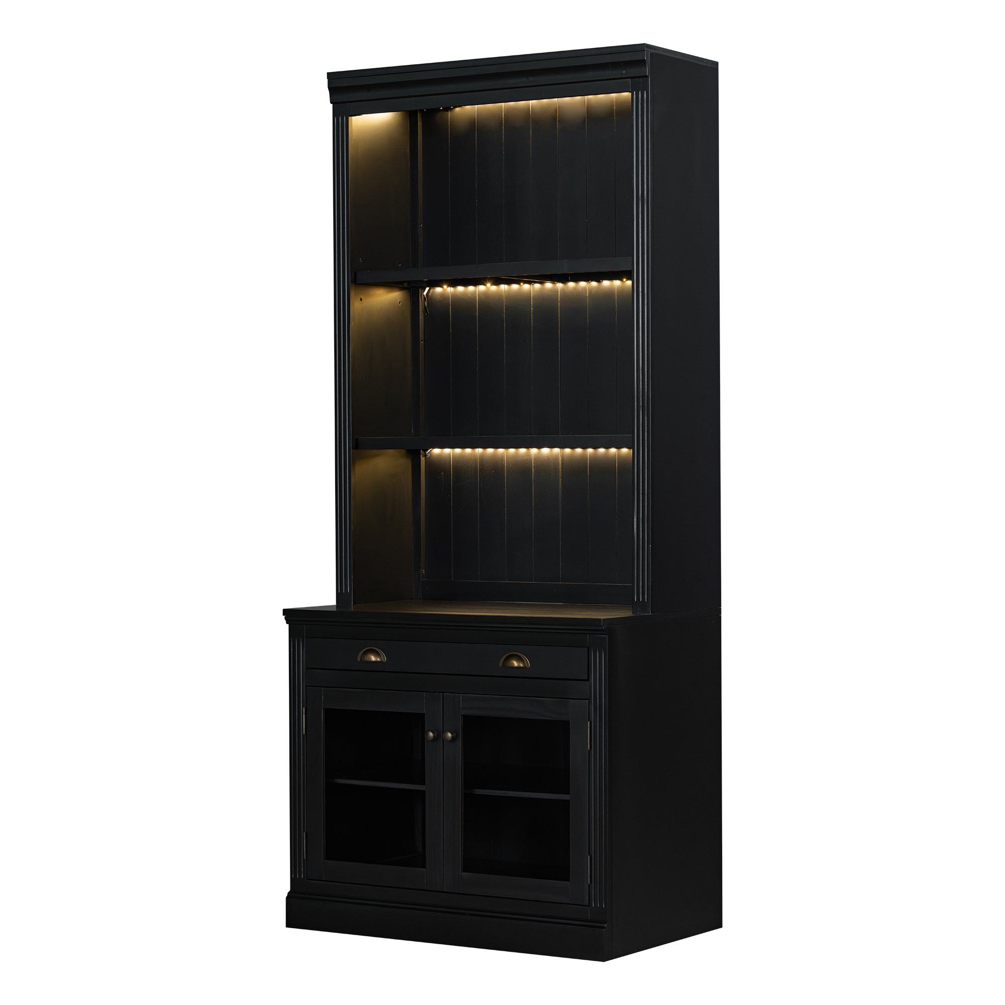 83.4 Tall Bookshelf With LED Lighting And Glass