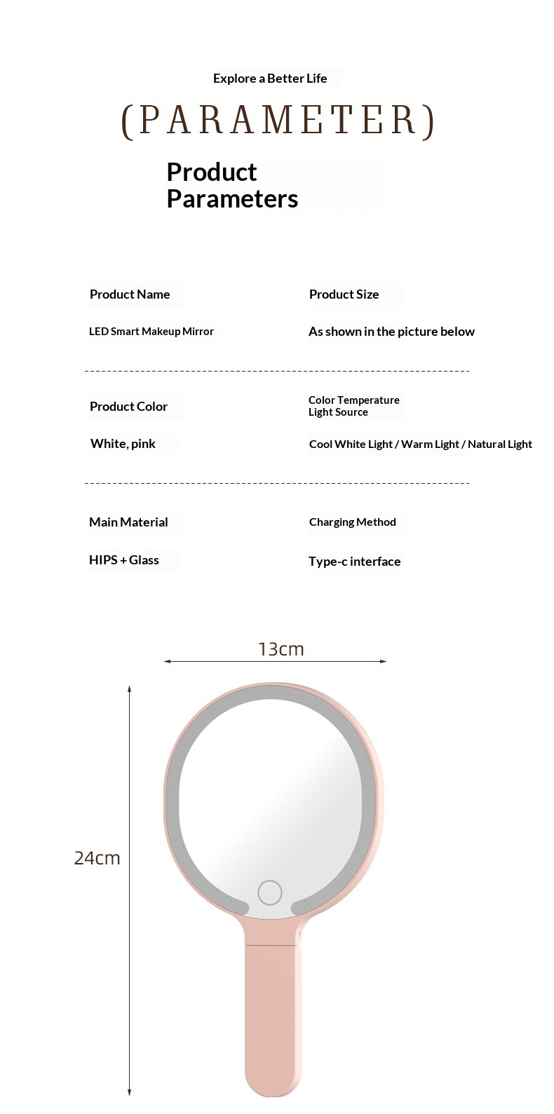 Portable LED Makeup Mirror
