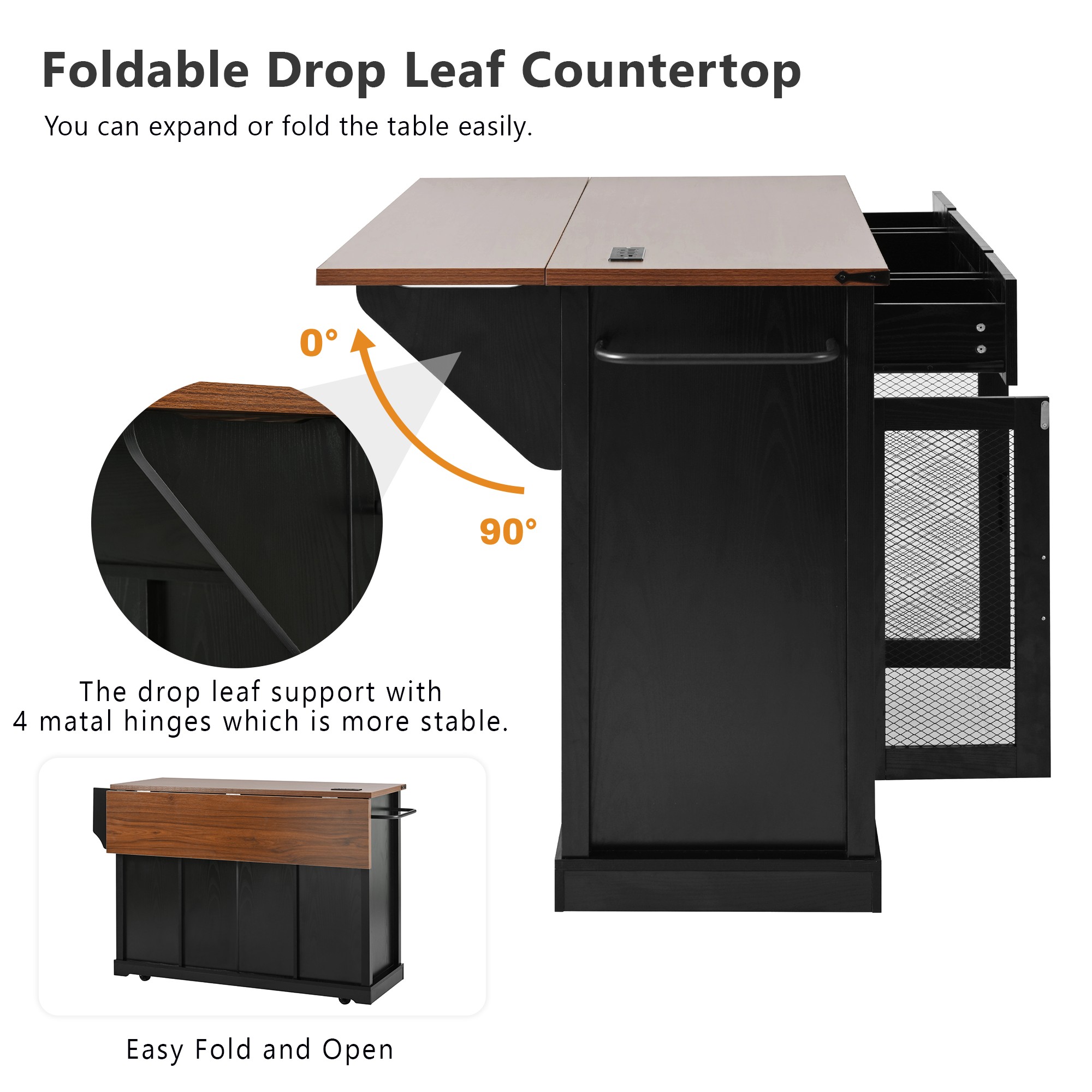 K&K Farmhouse Kitchen Island Storage
