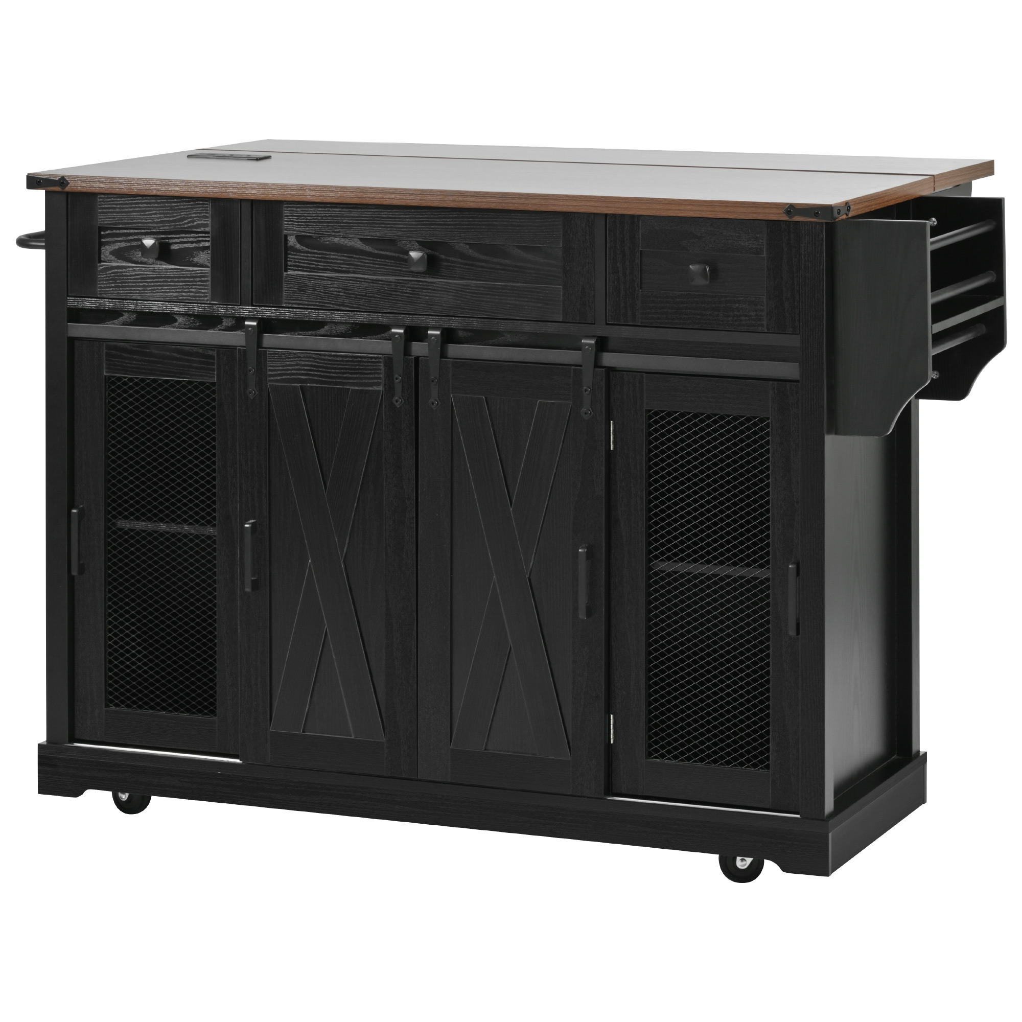 K&K Farmhouse Kitchen Island Storage