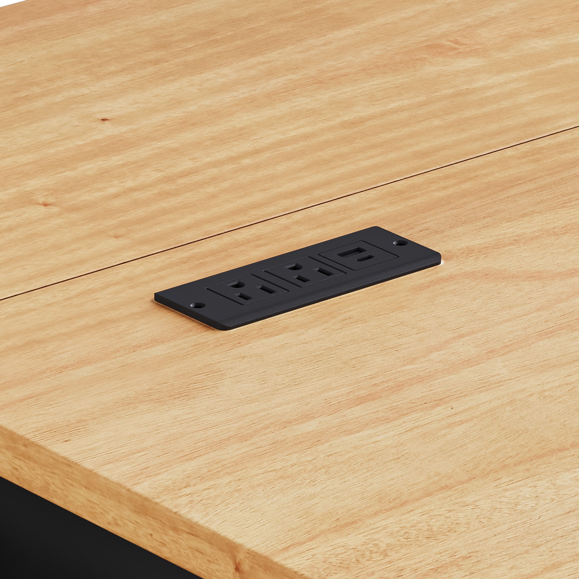K&K Kitchen Island Rubber Wood Veneer Black