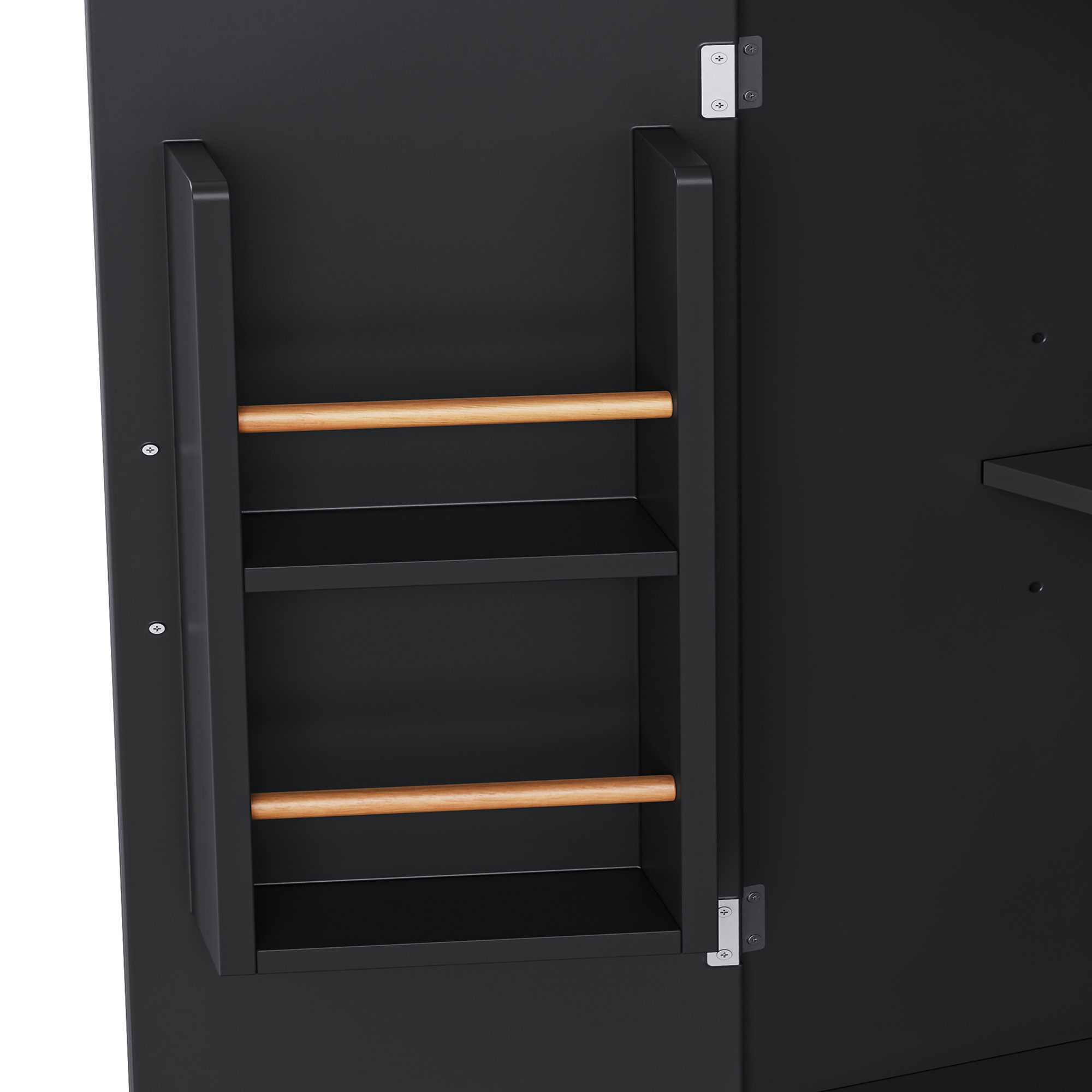 K&K Kitchen Island Rubber Wood Veneer Black